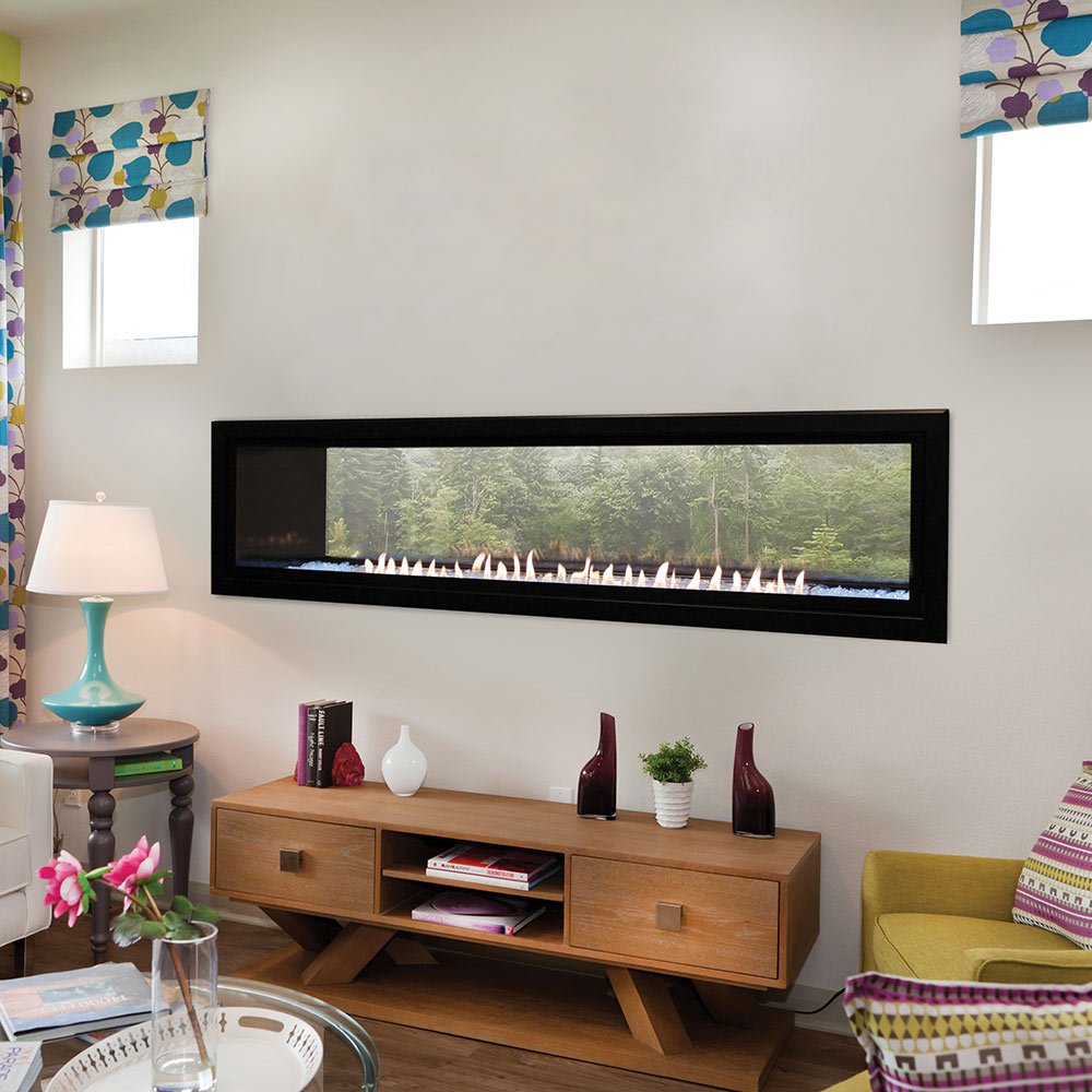 Empire 60 Inch Boulevard Vent Free Linear See - Through Indoor/Outdoor Gas Fireplace with Barrier and Intermittent Pilot with Thermostatic Remote Control - VFLB60SP90 - by Empire Comfort Systems | Buy at Agent BBQ