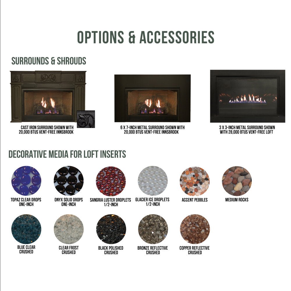 Empire Innsbrook 28 Inch Vent Free Fireplace Insert with Log Set and Banded Brick Liner - VFPC28IN - by Empire Comfort Systems | Buy at Agent BBQ