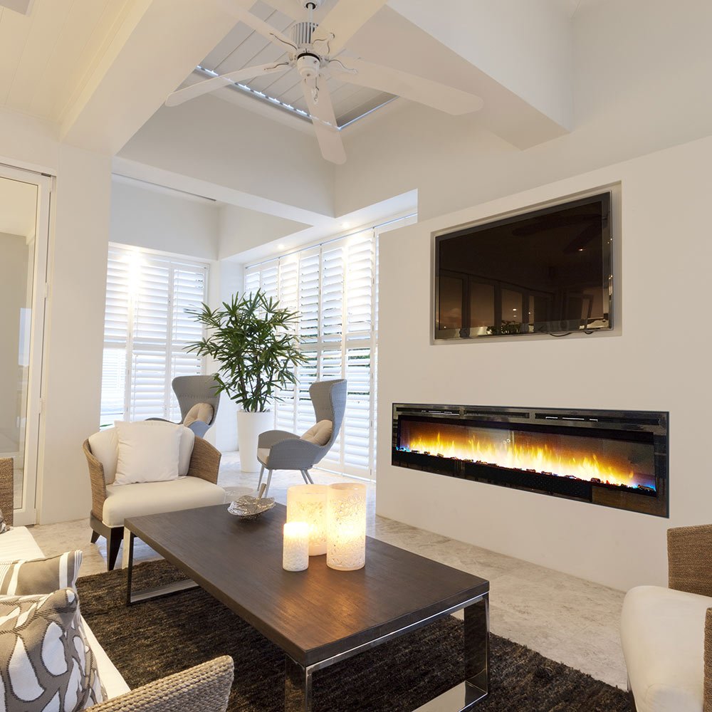 Empire Nexfire 74 - Inch Linear Electric Fireplace with LED Lights, Valve and Crushed Glass - EBL74 - by Empire Comfort Systems | Buy at Agent BBQ