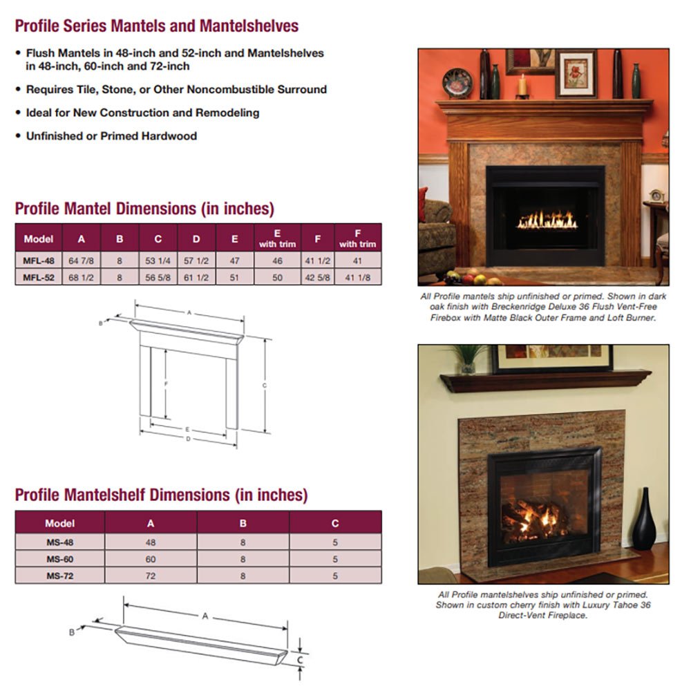 Empire Profile Fireplace Mantel Shelf - by Empire Comfort Systems | Buy at Agent BBQ