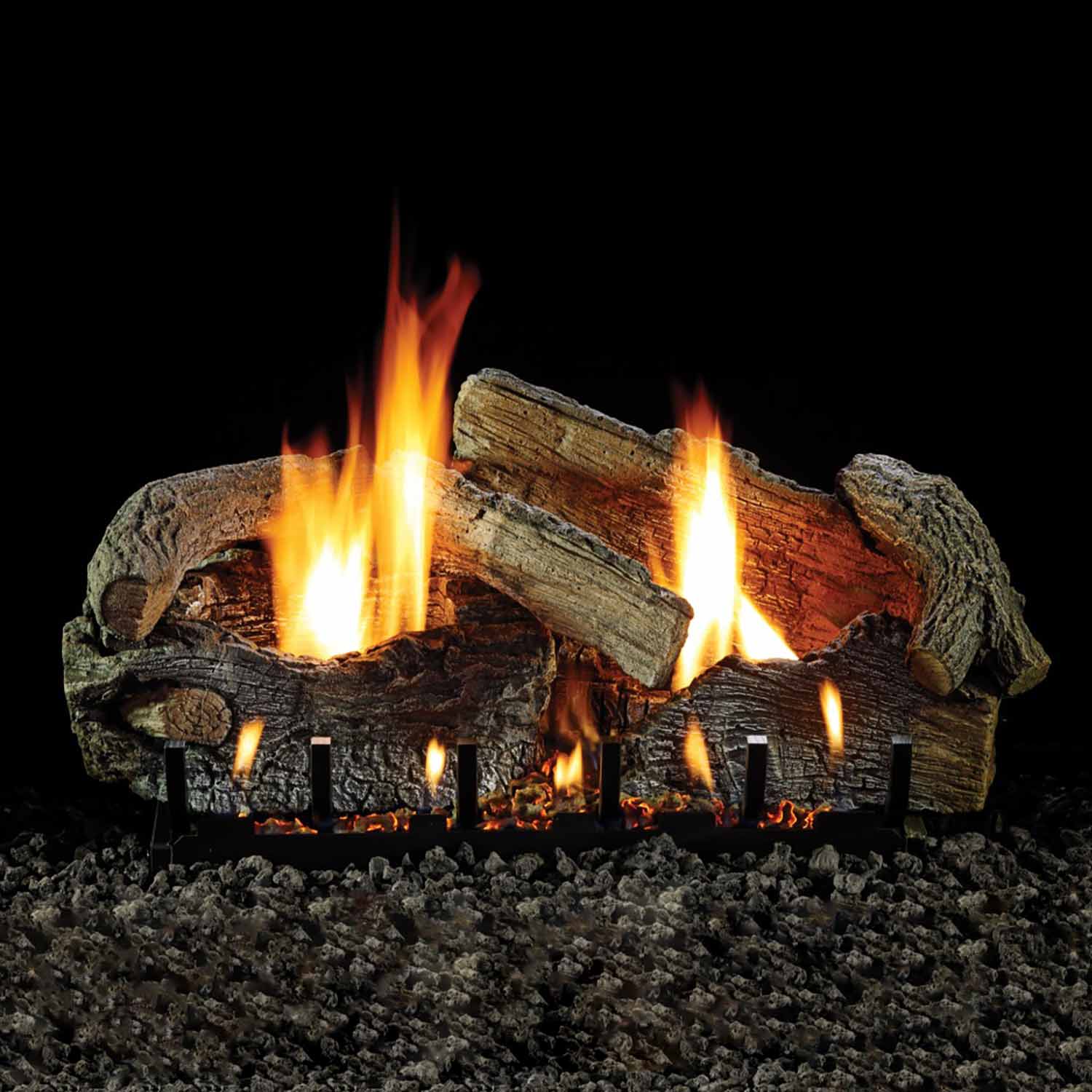 Empire Stacked Aged Oak Vented Refractory Complete Fireplace Gas Log Set - by Empire Comfort Systems | Buy at Agent BBQ