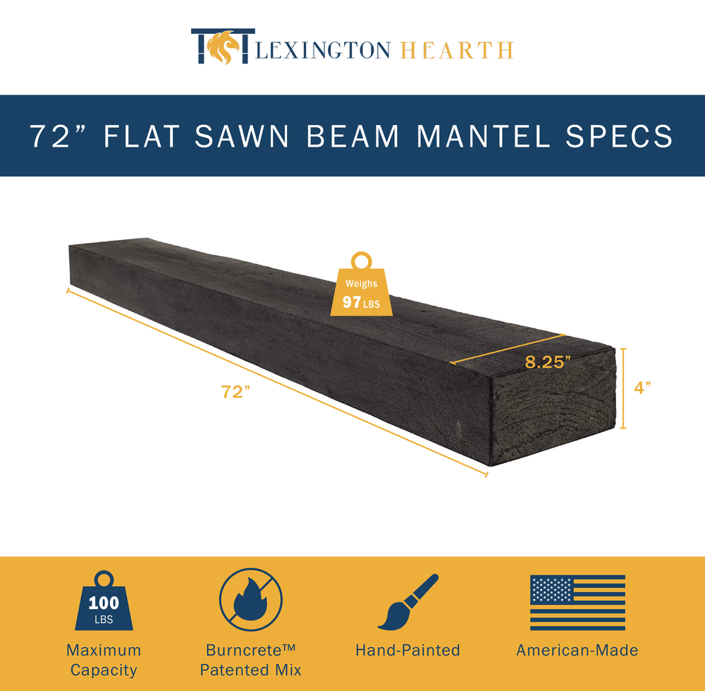 Flat Sawn Non-Combustible Concrete Fireplace Mantel Shelf