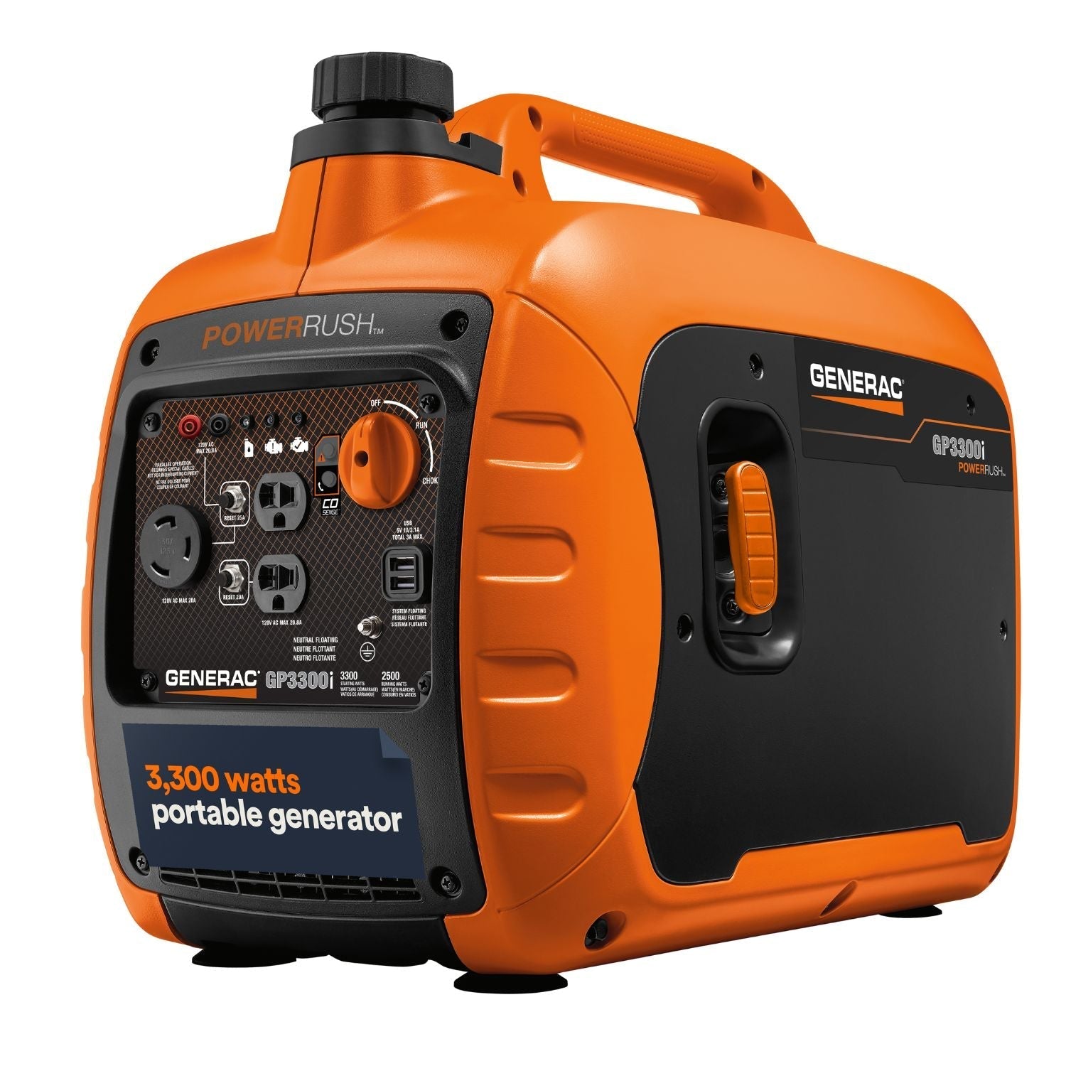 Generac 3300i Gasoline 2500W/3300W Portable Inverter Generator | COsense® - Portable Generators by Generac | Buy at Agent BBQ