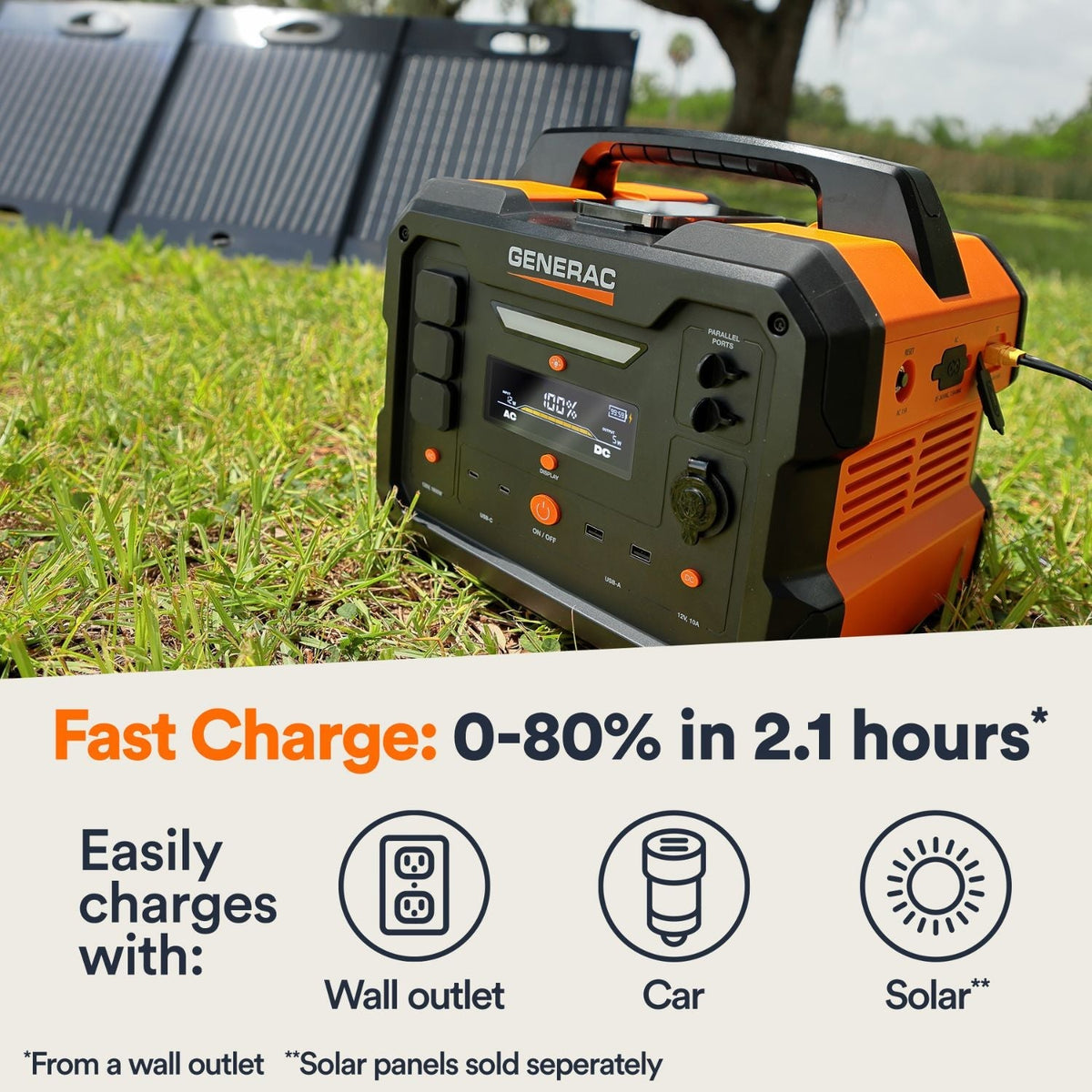 Generac GB1000 Portable Power Station | 1086Wh | 1600W | 468W Solar Input - Power Stations by Generac | Buy at Agent BBQ