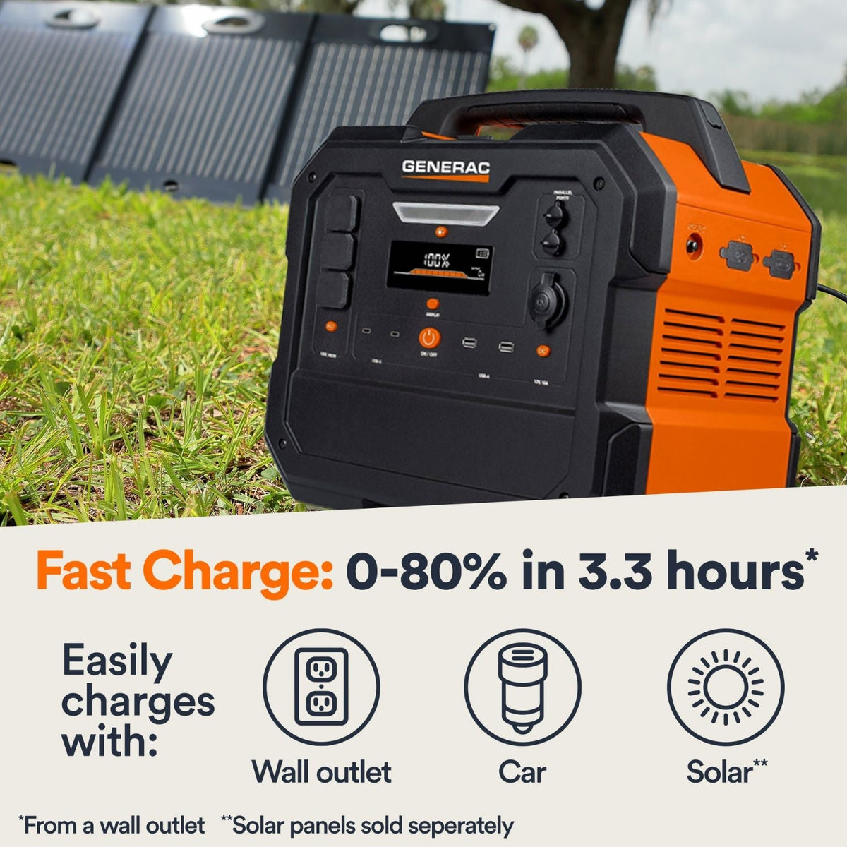 Generac GB2000 Portable Power Station | 2106Wh | 1600W | 468W Solar Input - Power Stations by Generac | Buy at Agent BBQ