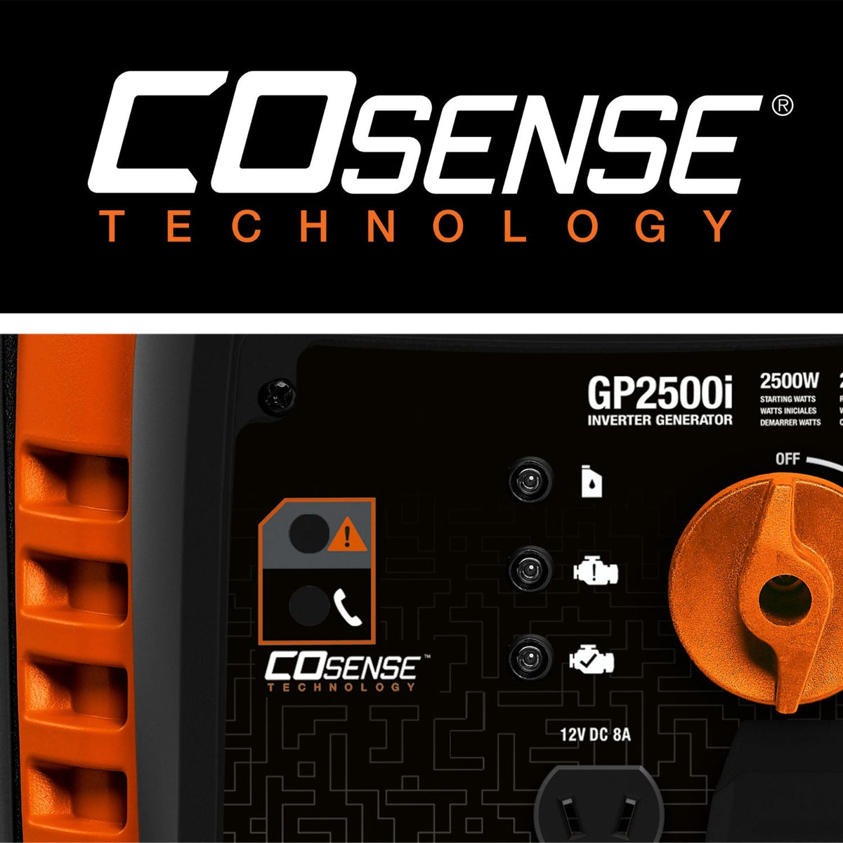 Generac GP2500i Gasoline 2200W/2500W Portable Inverter Generator | COsense® - Portable Generators by Generac | Buy at Agent BBQ