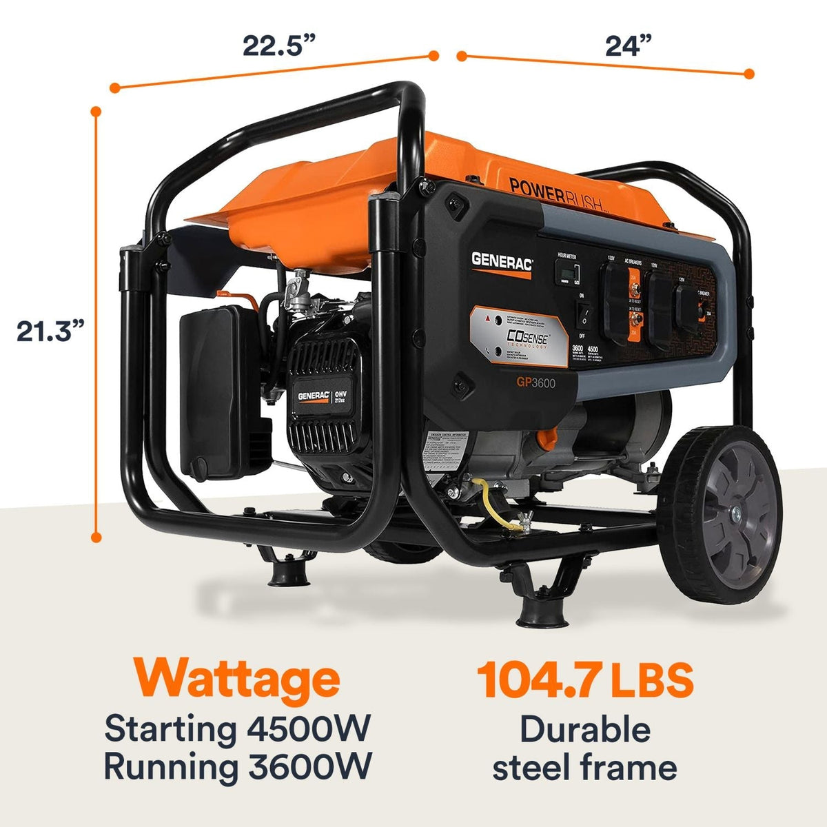 Generac GP3600 Gasoline 3600W/4500W Portable Generator | COsense® - Portable Generators by Generac | Buy at Agent BBQ