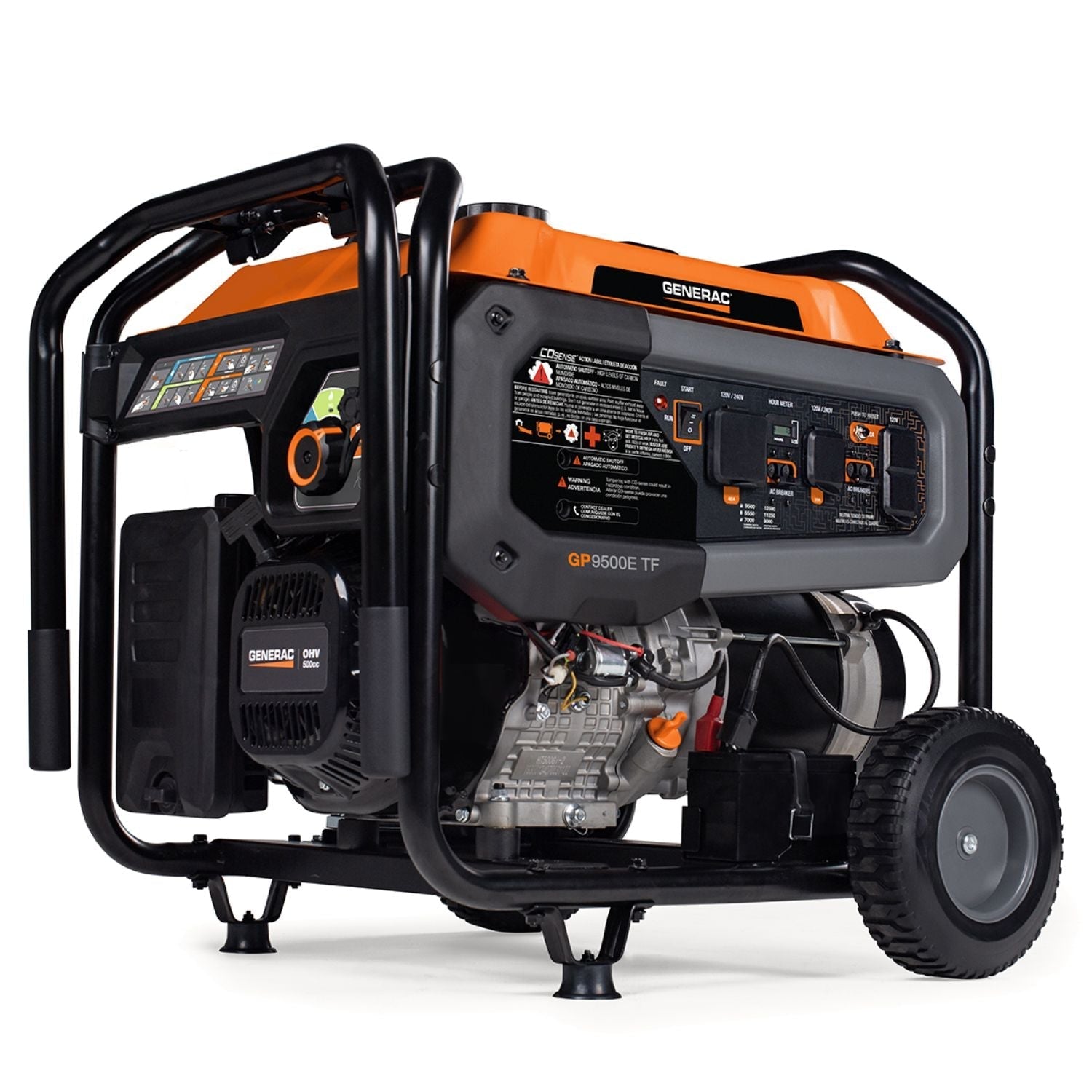 Generac GP9500E Tri-Fuel 9500W/12500W Portable Generator | Electric Start | COsense® | EPA & CARB Approved - Portable Generators by Generac | Buy at Agent BBQ