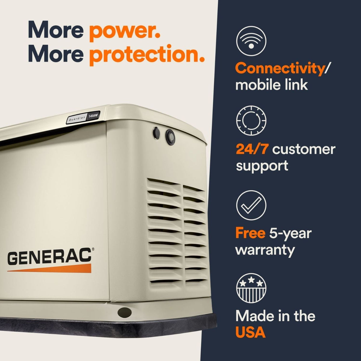 Generac Guardian® 14kW Aluminum Home Standby Generator With Transfer Switch | Air-Cooled | WiFi Enabled - Standby Generators by Generac | Buy at Agent BBQ