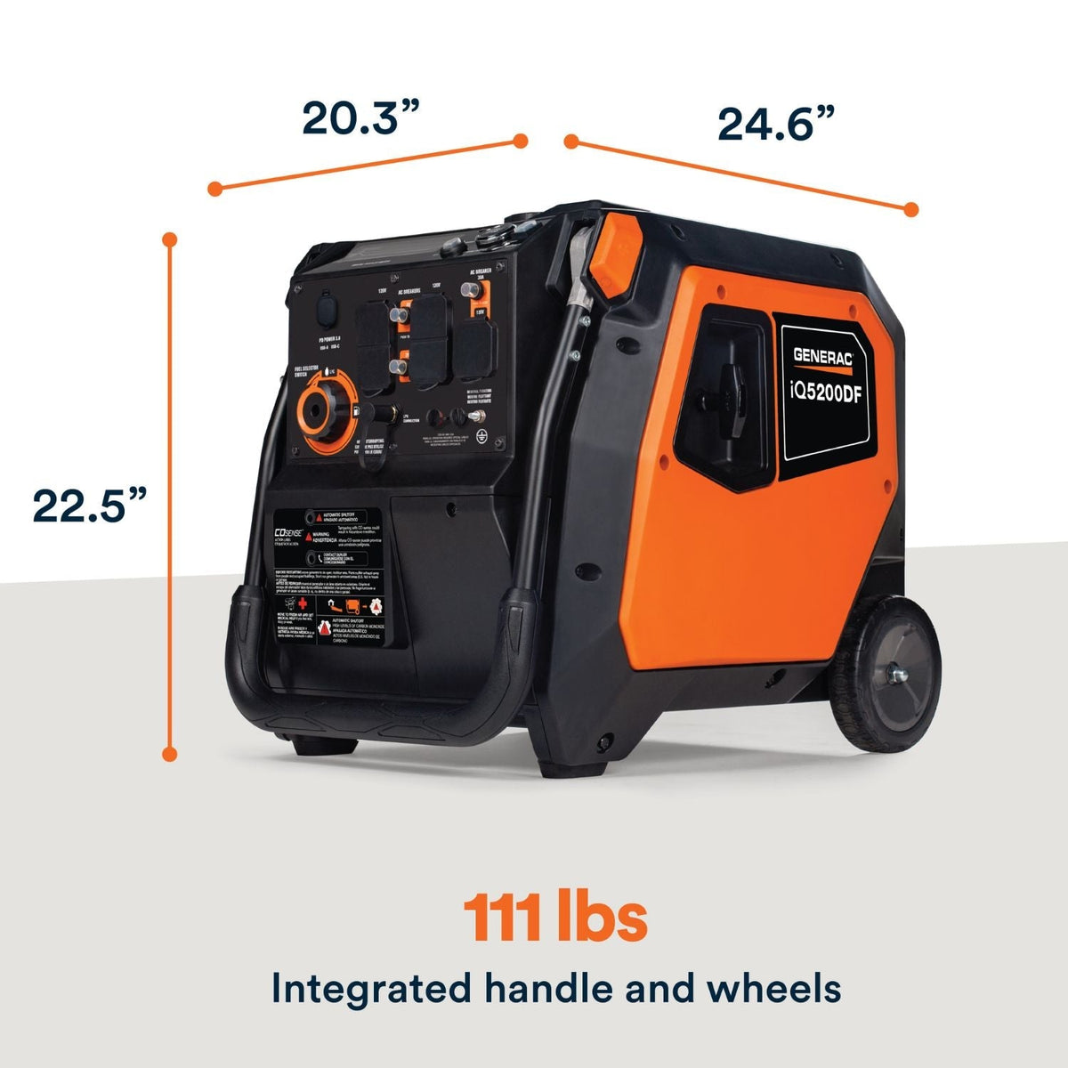 Generac iQ5200 Dual Fuel 3900W/5200W Portable Inverter Generator | Electric Start | COsense® - Portable Generators by Generac | Buy at Agent BBQ