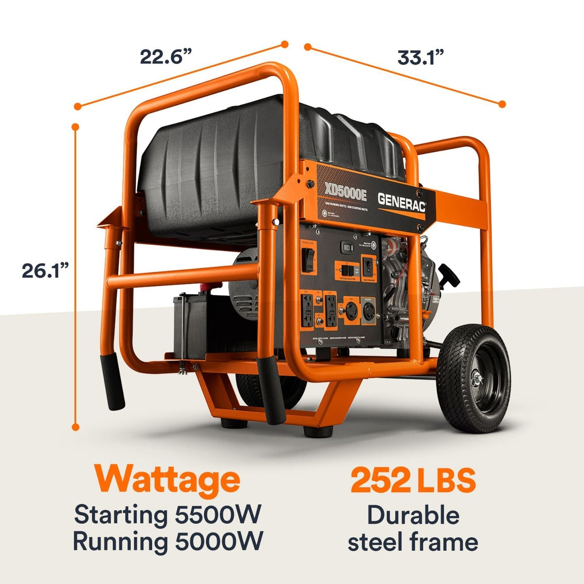 Generac XD5000E Diesel 5000W/5500W Portable Generator | Electric Start - Portable Generators by Generac | Buy at Agent BBQ
