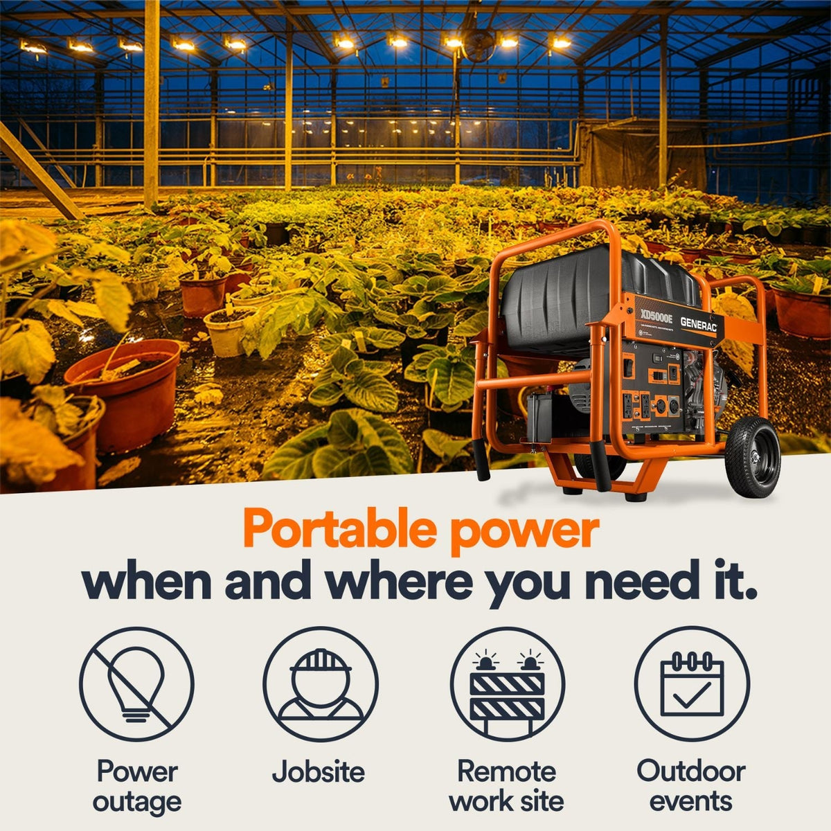 Generac XD5000E Diesel 5000W/5500W Portable Generator | Electric Start - Portable Generators by Generac | Buy at Agent BBQ