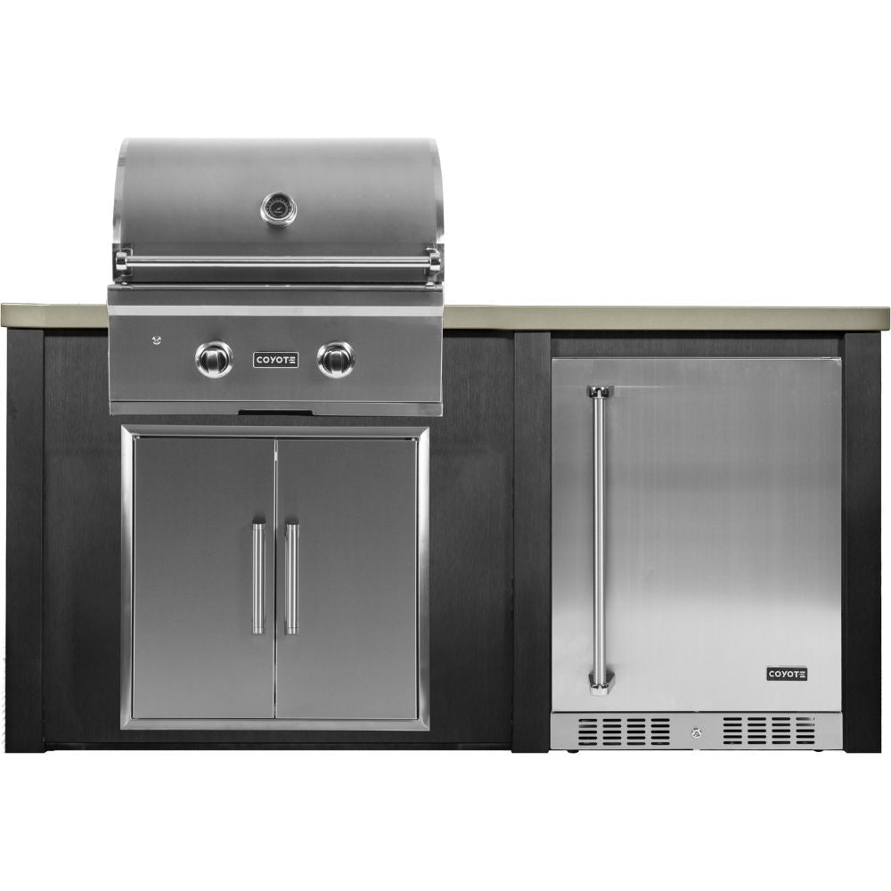 Haven 5.5 Ft. Outdoor Kitchen Island with Coyote 24 - Inch Refrigerator, 28 - Inch Gas Grill & Double Access Doors - Outdoor Kitchen Kits by Haven Outdoor | Buy at Agent BBQ