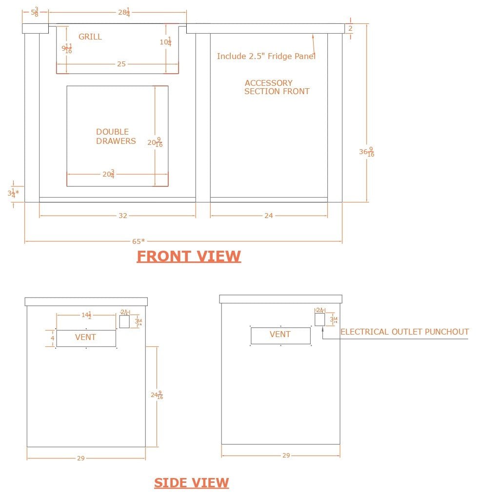 Haven 5.5 Ft. Outdoor Kitchen Island with Coyote Plain Panel, 28 - Inch Gas Grill & Double Access Doors - Outdoor Kitchen Kits by Haven Outdoor | Buy at Agent BBQ