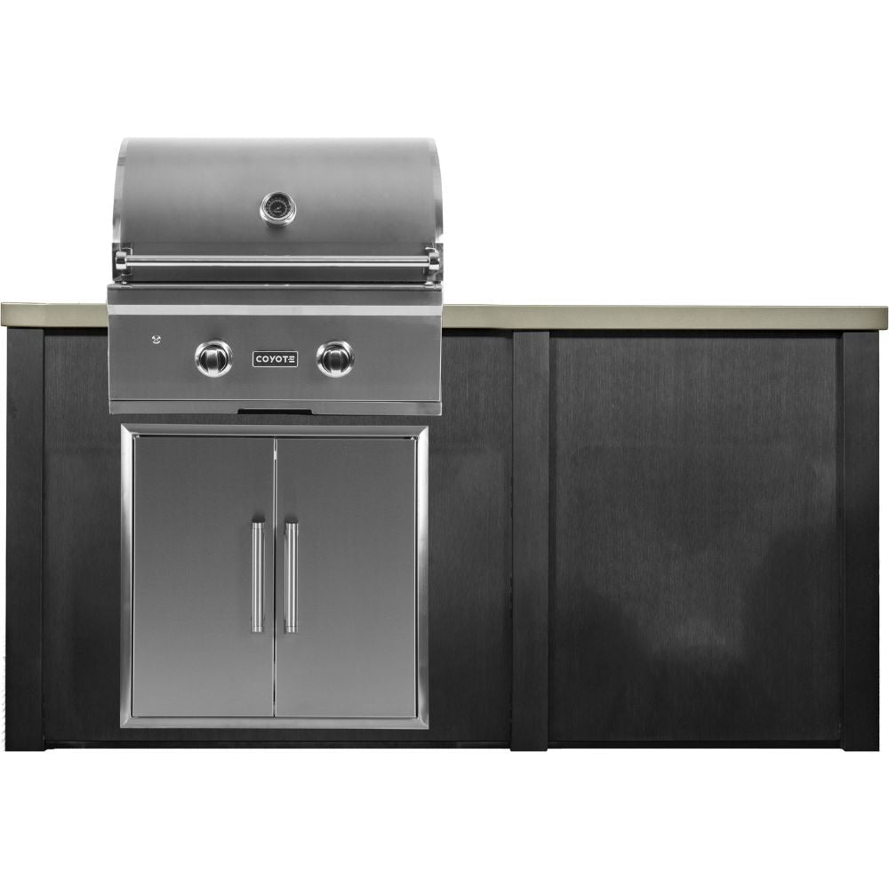 Haven 5.5 Ft. Outdoor Kitchen Island with Coyote Plain Panel, 28 - Inch Gas Grill & Double Access Doors - Outdoor Kitchen Kits by Haven Outdoor | Buy at Agent BBQ