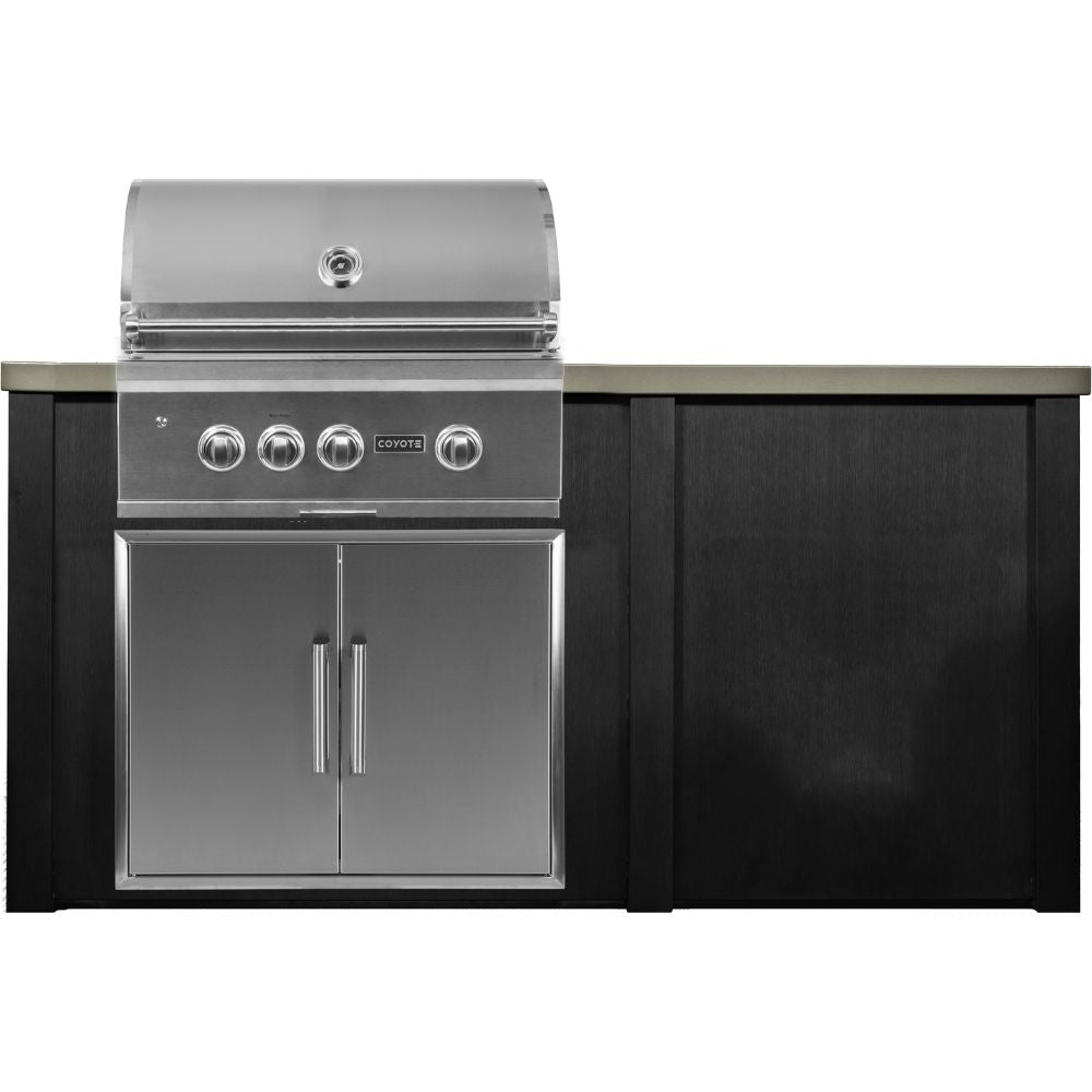 Haven 6 Ft. Outdoor Kitchen Island with Coyote Plain Panel, 30 - Inch S - Series Gas grill & Double Access Doors - Outdoor Kitchen Kits by Haven Outdoor | Buy at Agent BBQ