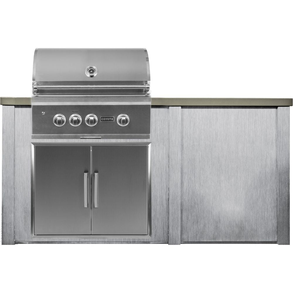 Haven 6 Ft. Outdoor Kitchen Island with Coyote Plain Panel, 30 - Inch S - Series Gas grill & Double Access Doors - Outdoor Kitchen Kits by Haven Outdoor | Buy at Agent BBQ