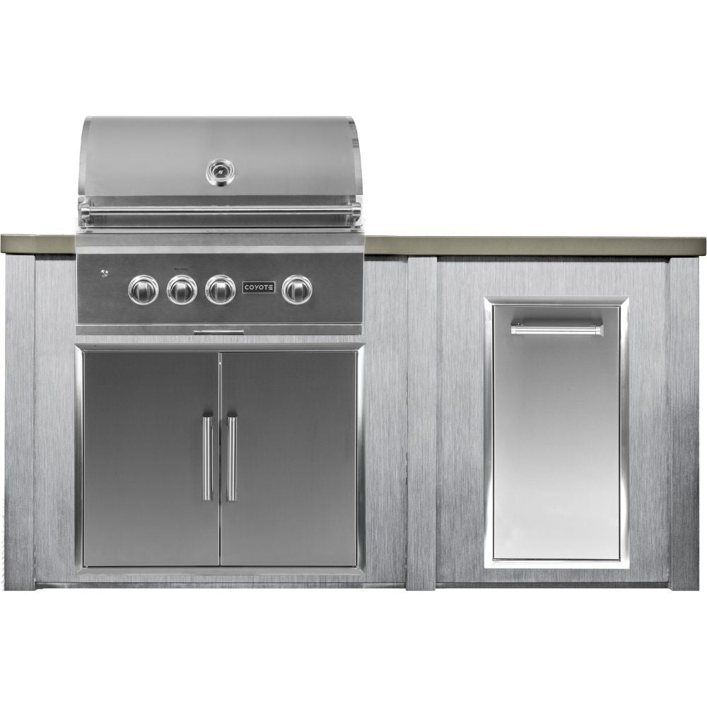 Haven 6 Ft. Outdoor Kitchen Island with Coyote Trash Center, 30 - Inch S - Series Gas Grill & Double Access Door - Outdoor Kitchen Kits by Haven Outdoor | Buy at Agent BBQ