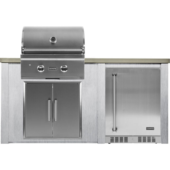 Haven Outdoor - 5.5 Foot Kitchen Island with 24 - Inch Refrigerator, Coyote Gas Grill & Double Access Door - HCOY66REF - AB - LP - by Haven Outdoor | Buy at Agent BBQ