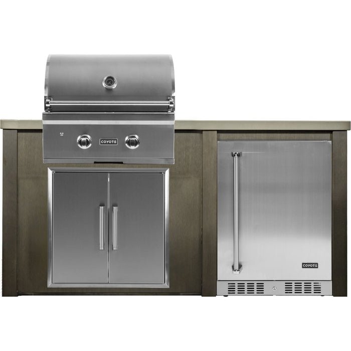 Haven Outdoor - 5.5 Foot Kitchen Island with 24 - Inch Refrigerator, Coyote Gas Grill & Double Access Door - HCOY66REF - AB - LP - by Haven Outdoor | Buy at Agent BBQ