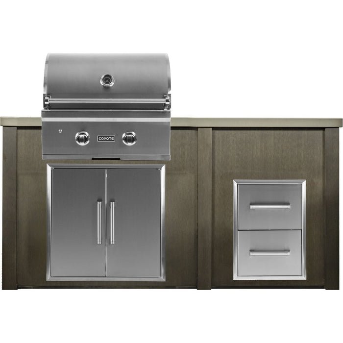 Haven Outdoor 5.5 Foot Outdoor Kitchen Island with 2 Drawer Cabinet, Coyote 28" Gas Grill & Double Access Doors - HCOY96DRAW - AB - LP - by Haven Outdoor | Buy at Agent BBQ