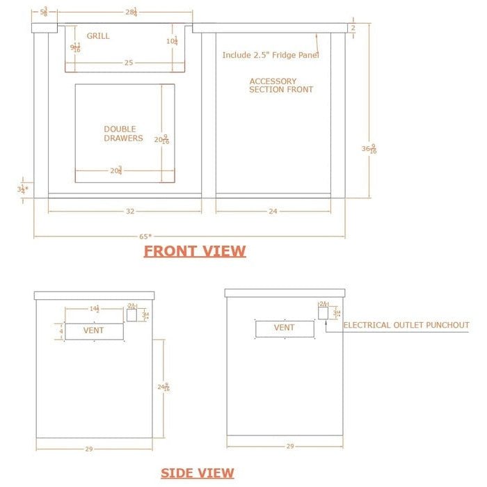 Haven Outdoor 5.5 Foot Outdoor Kitchen Island with 2 Drawer Cabinet, Coyote 28" Gas Grill & Double Access Doors - HCOY96DRAW - AB - LP - by Haven Outdoor | Buy at Agent BBQ