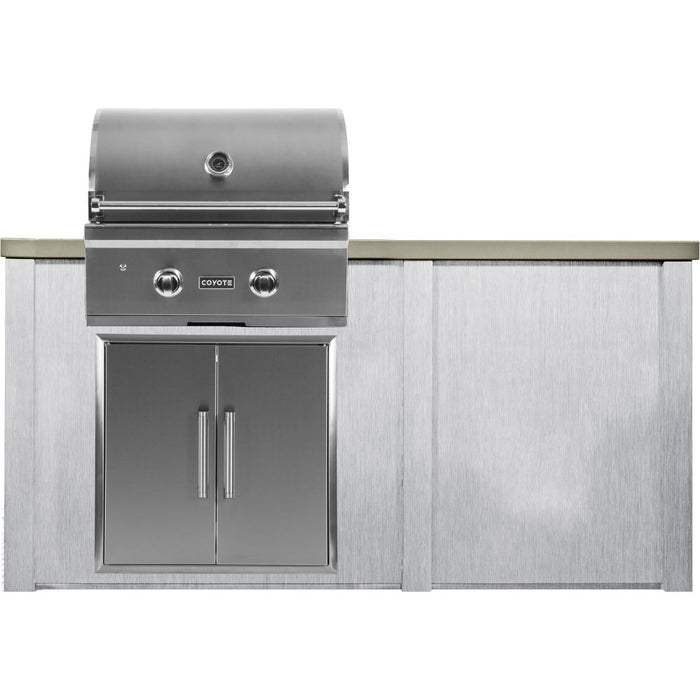 Haven Outdoor 5.5 Foot Outdoor Kitchen Island with Plain Panel, Coyote 28" Gas Grill & Double Access Doors - HCOY96PAN - AB - LP - by Haven Outdoor | Buy at Agent BBQ