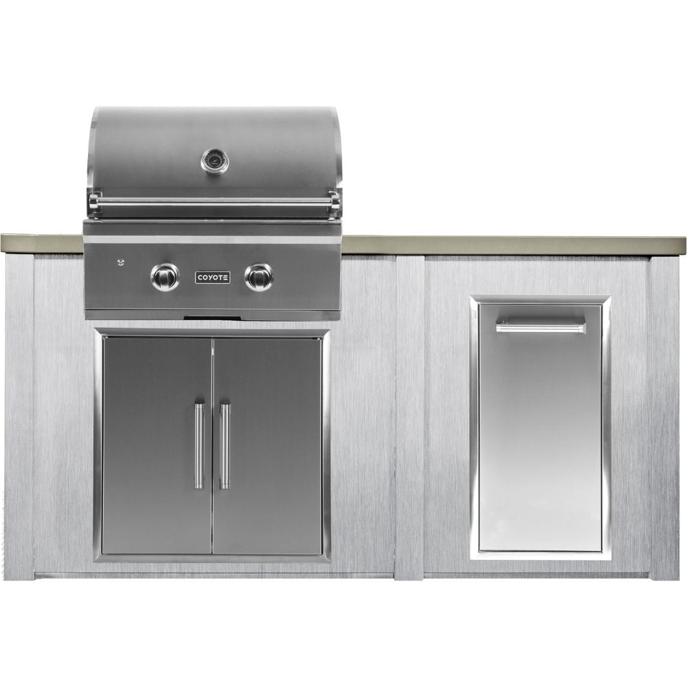 Haven Outdoor 5.5 Ft. Outdoor Kitchen Island with Coyote Trash Center, 28 - Inch Gas Grill & Double Access Doors - Outdoor Kitchen Kits by Haven Outdoor | Buy at Agent BBQ