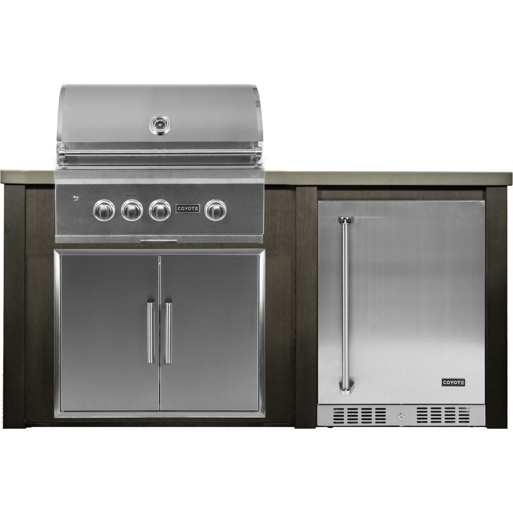 Haven Outdoor 6 Ft. Outdoor Kitchen Island with Coyote 24 - Inch Refrigerator, 30 - Inch S - Series Gas Grill & Double Access Doors - Outdoor Kitchen Kits by Haven Outdoor | Buy at Agent BBQ
