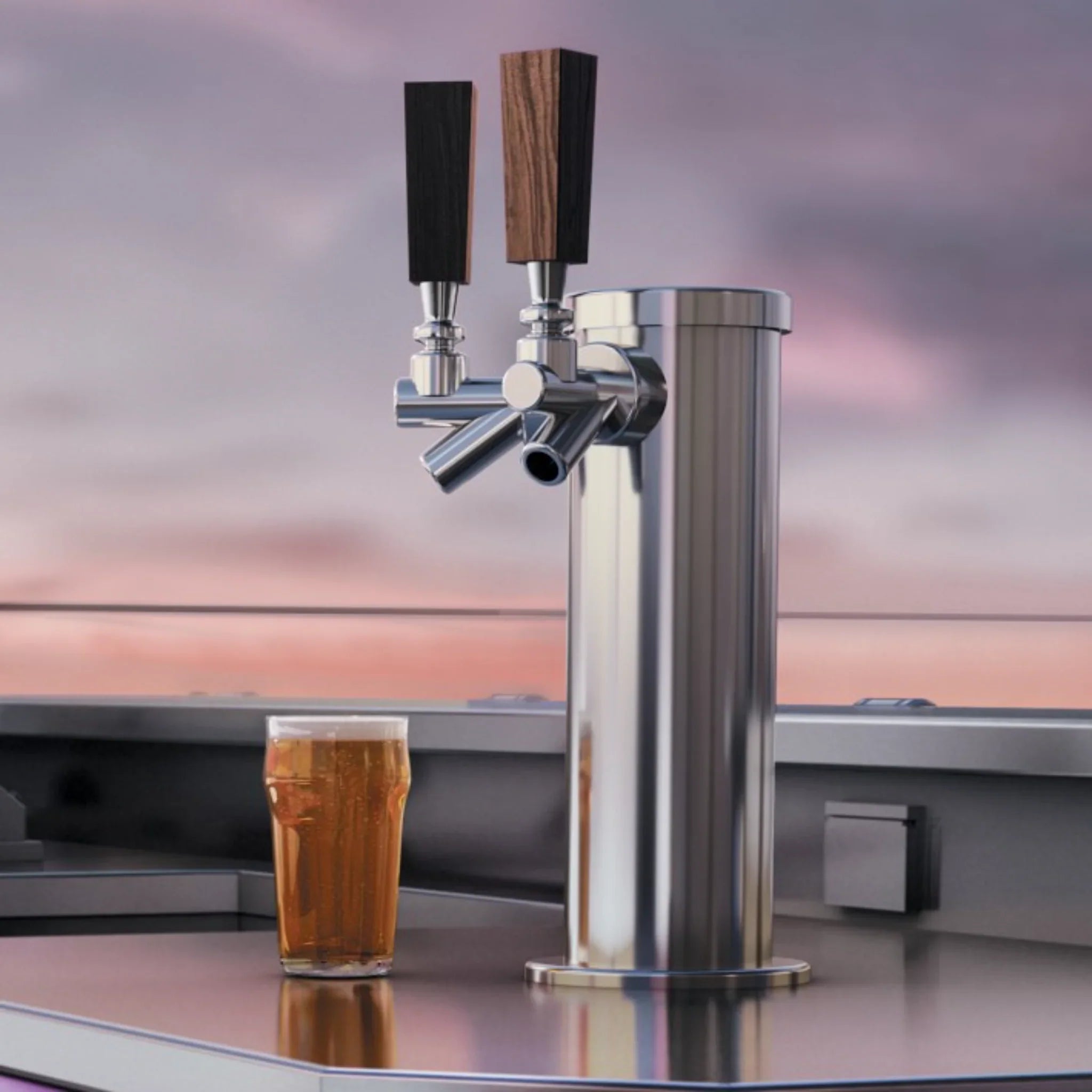 Hestan 24" Outdoor Solid Door Double Faucet Beer Dispenser with Lock - GFDS242 - by Hestan | Buy at Agent BBQ