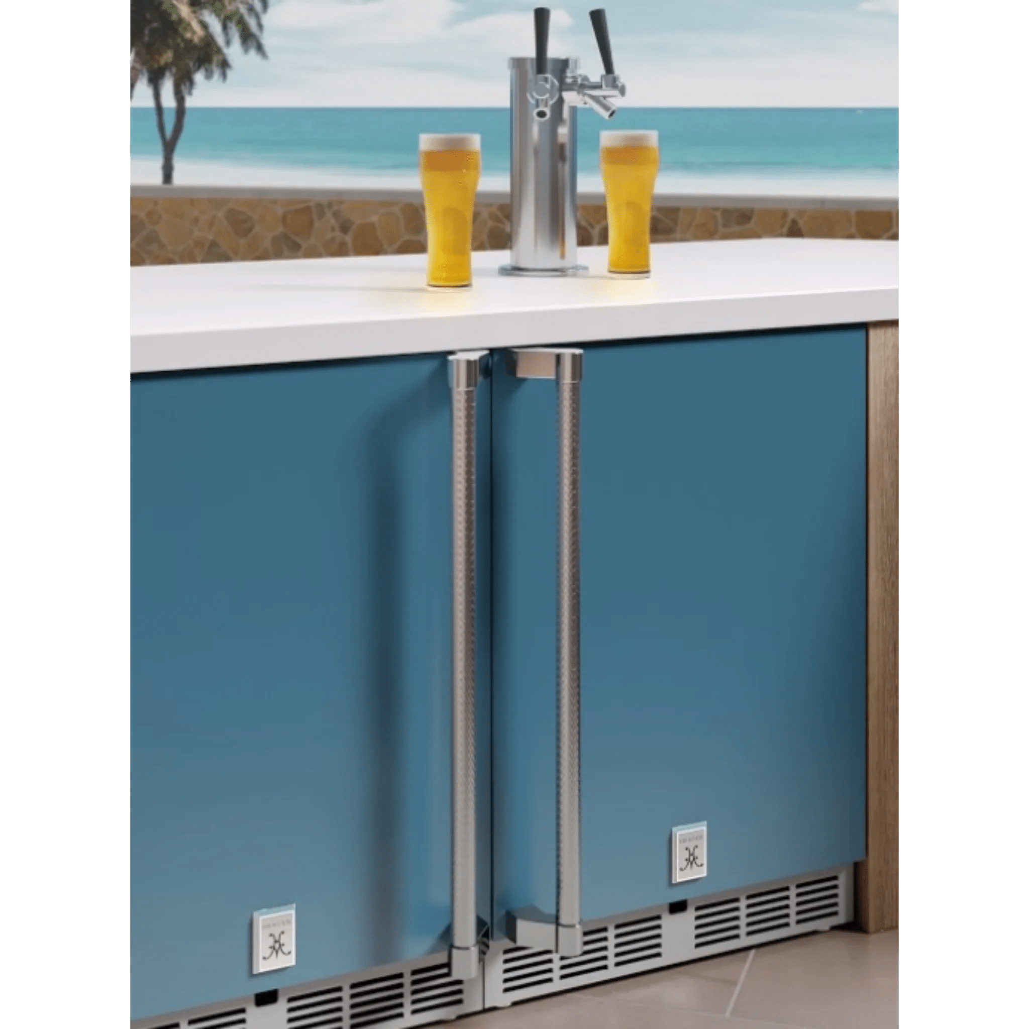 Hestan 24" Outdoor Solid Door Double Faucet Beer Dispenser with Lock - GFDS242 - by Hestan | Buy at Agent BBQ