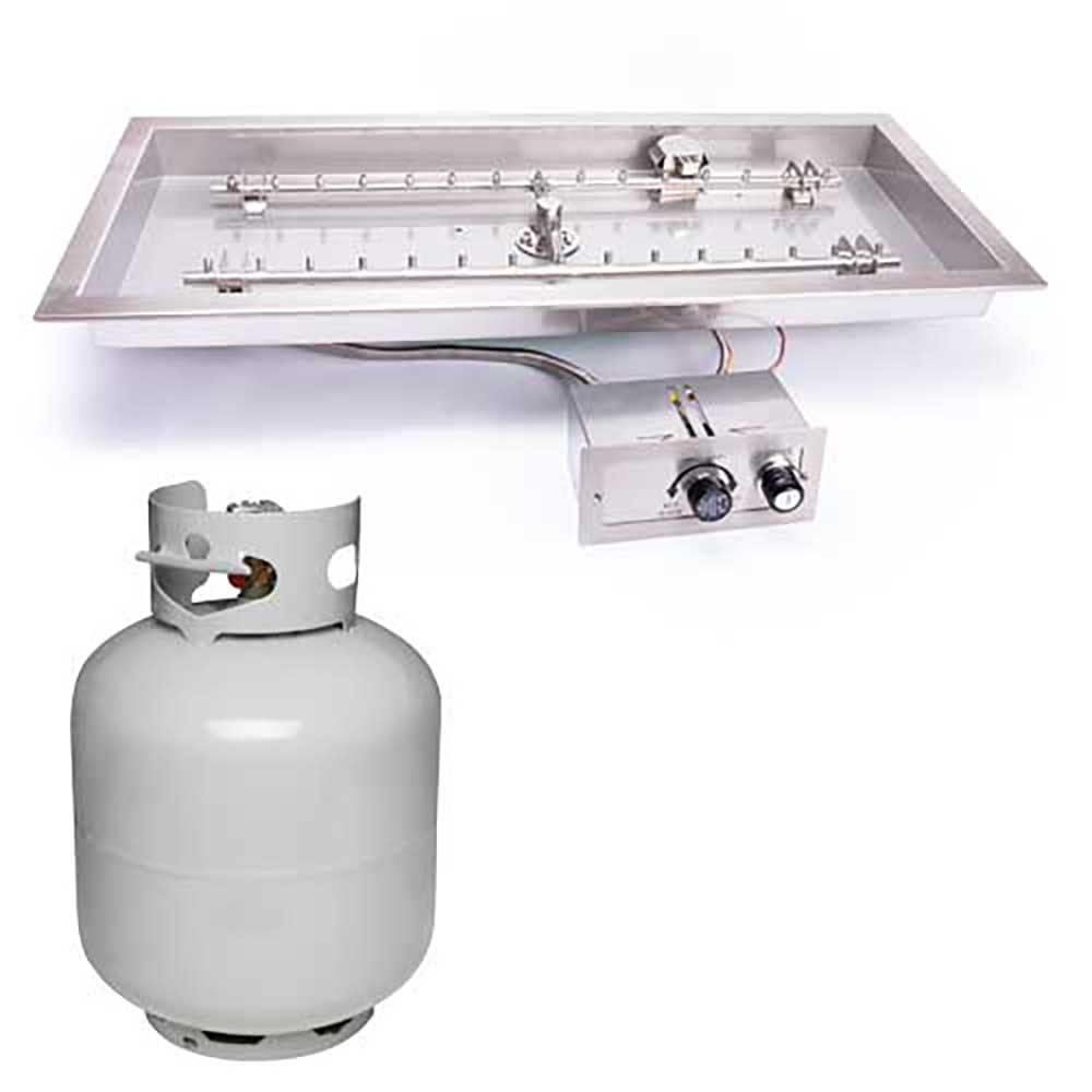 Rectangle Drop - In Torpedo Fire Pit H - Burner Kit for Small LP Tank Push Button Ignition by HPC Fire - Fire Pit Push Button Spark Ignition Burner Kits by HPC Fire | Buy at Agent BBQ