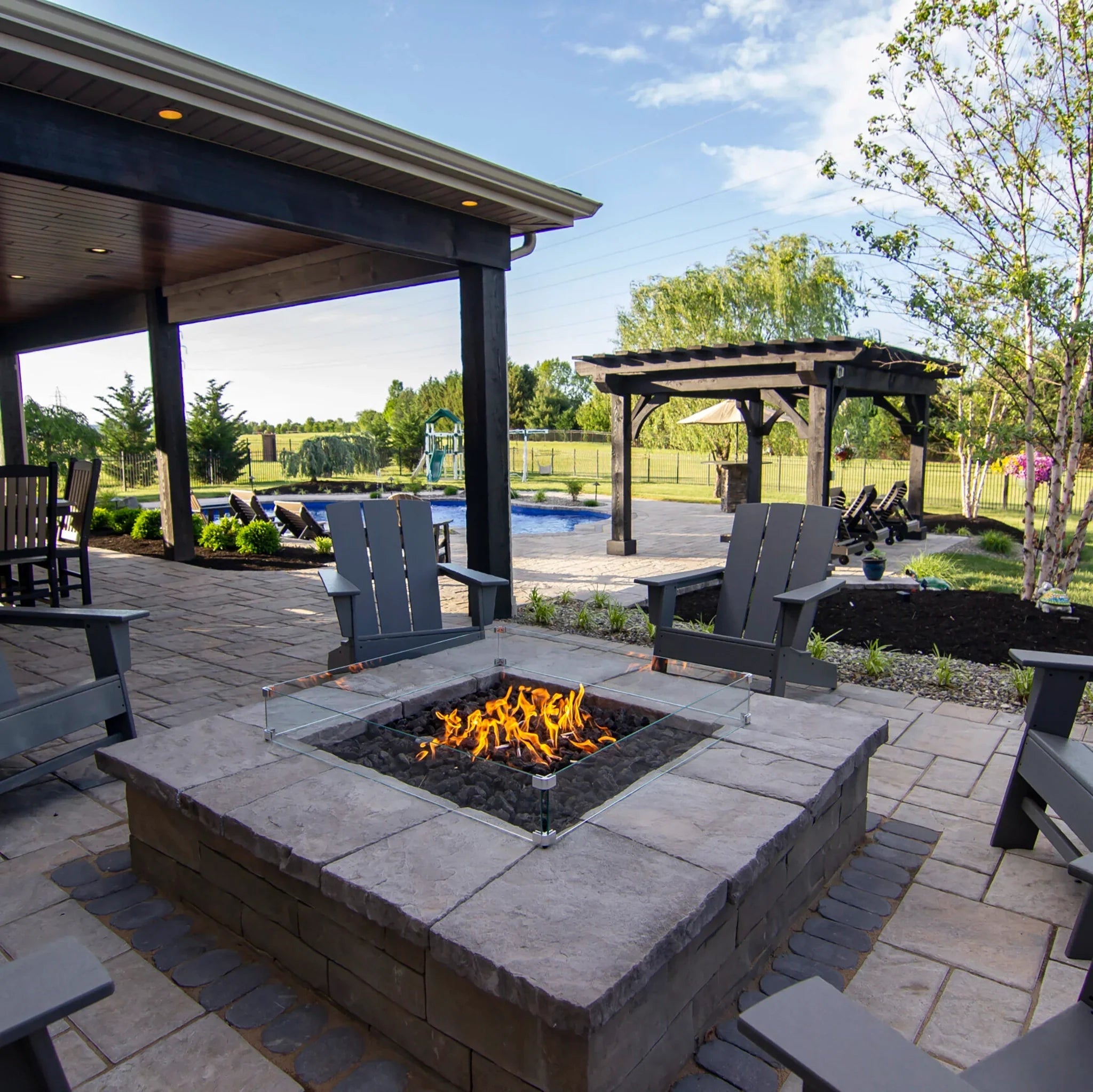 Rectangle Fire Pit Glass Wind Guard by HPC Fire - Fire Pit Windguards by HPC Fire | Buy at Agent BBQ