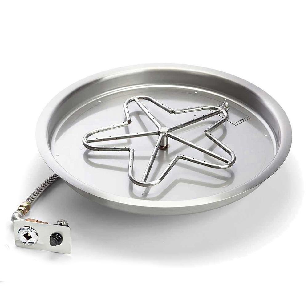 Round Bowl Fire Pit Insert 25" with 18" Burner Push Button Ignition by HPC Fire - Fire Pit Pan and Burner Kit by HPC Fire | Buy at Agent BBQ