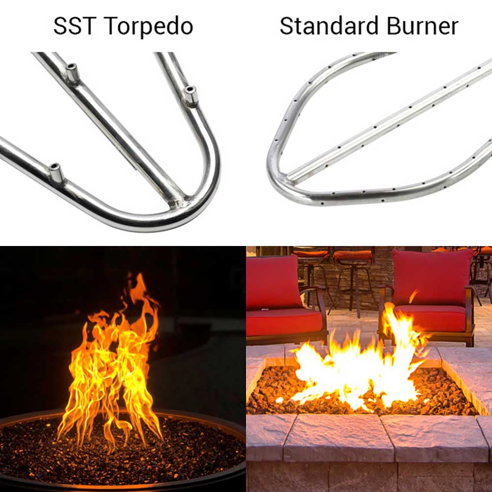 Square Drop - In Torpedo Fire Pit Burner Kit - Hi/Lo Electronic Ignition by HPC Fire - Fire Pit Electronic Ignition Burner kits by HPC Fire | Buy at Agent BBQ