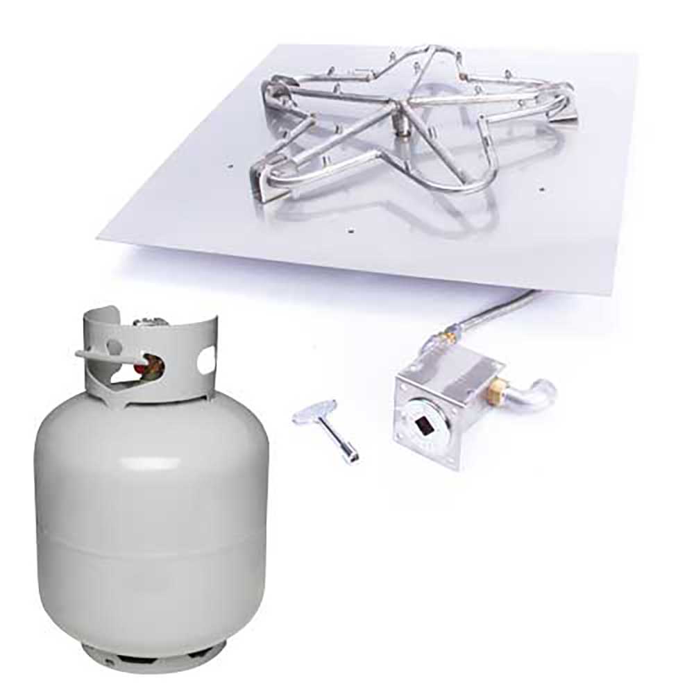 Square Flat Torpedo Fire Pit Burner Kit for Small LP Tank Match Lit Ignition by HPC Fire - Fire Pit Pan and Burner Kit by HPC Fire | Buy at Agent BBQ