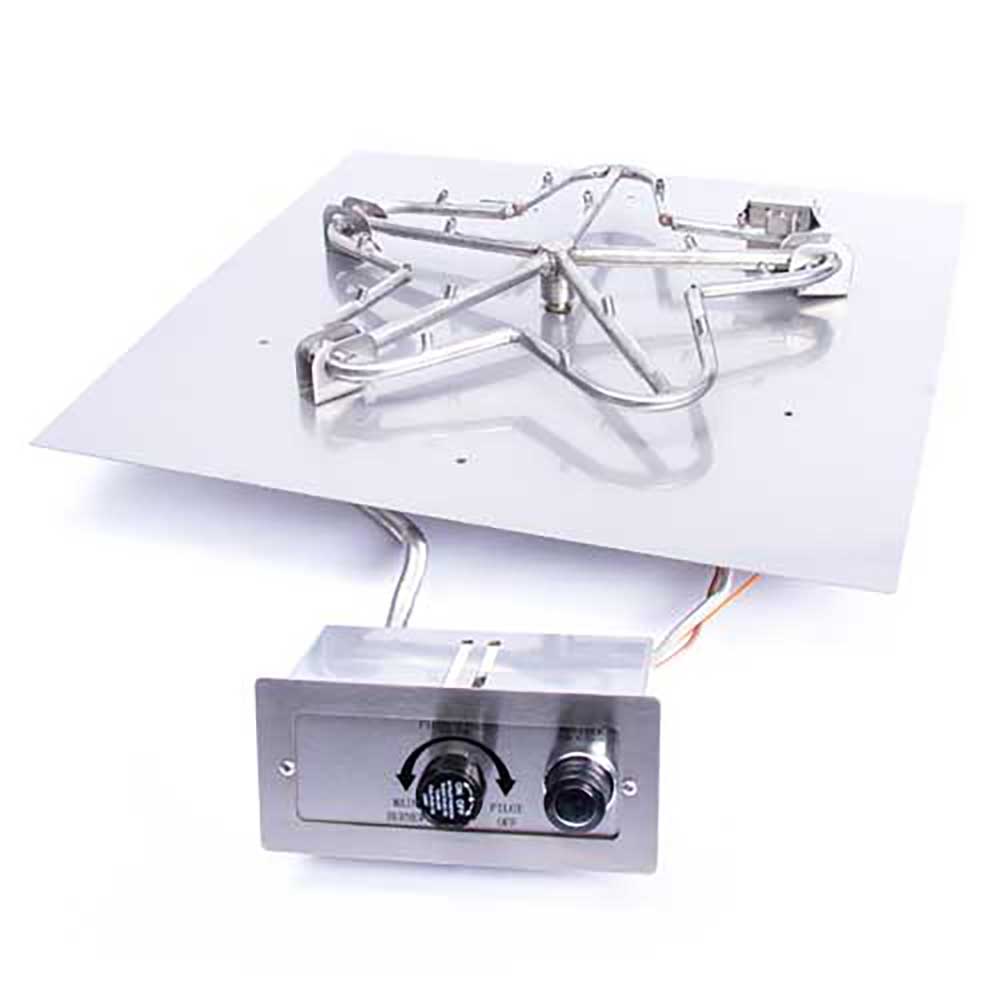 Square Flat Torpedo Fire Pit Burner Kit Push Button Ignition by HPC Fire - Fire Pit Pan and Burner Kit by HPC Fire | Buy at Agent BBQ