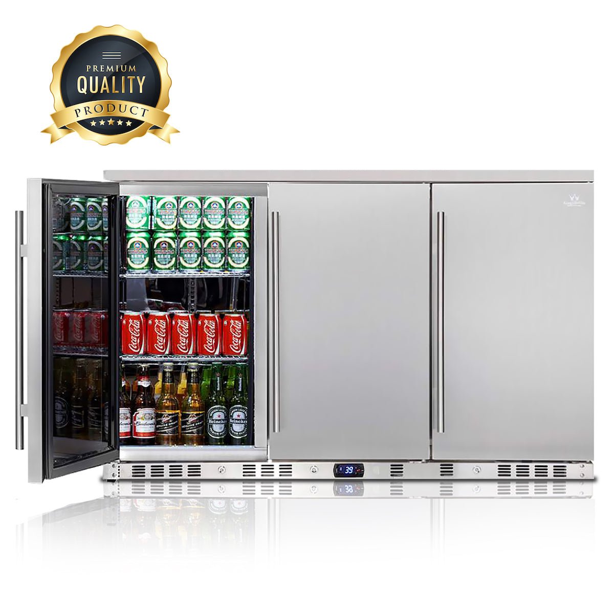 53 Inch Solid 3 - Door Outdoor Beverage Drinks Cooler - Beverage Coolers by KingsBottle | Buy at Agent BBQ
