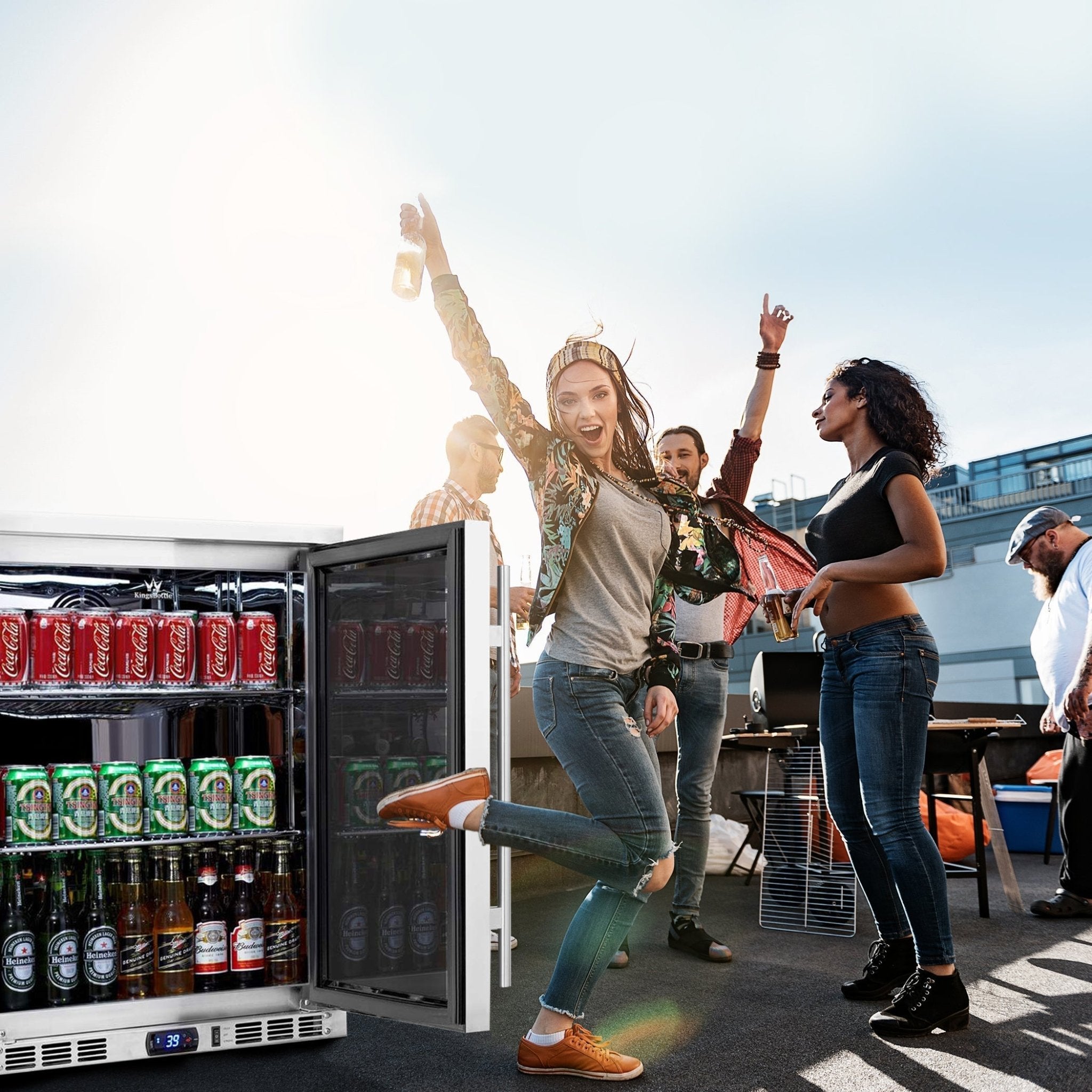 Kingsbottle 24 Inch Outdoor Beer Fridge Cooler Stainless Steel - Beverage Coolers by KingsBottle | Buy at Agent BBQ