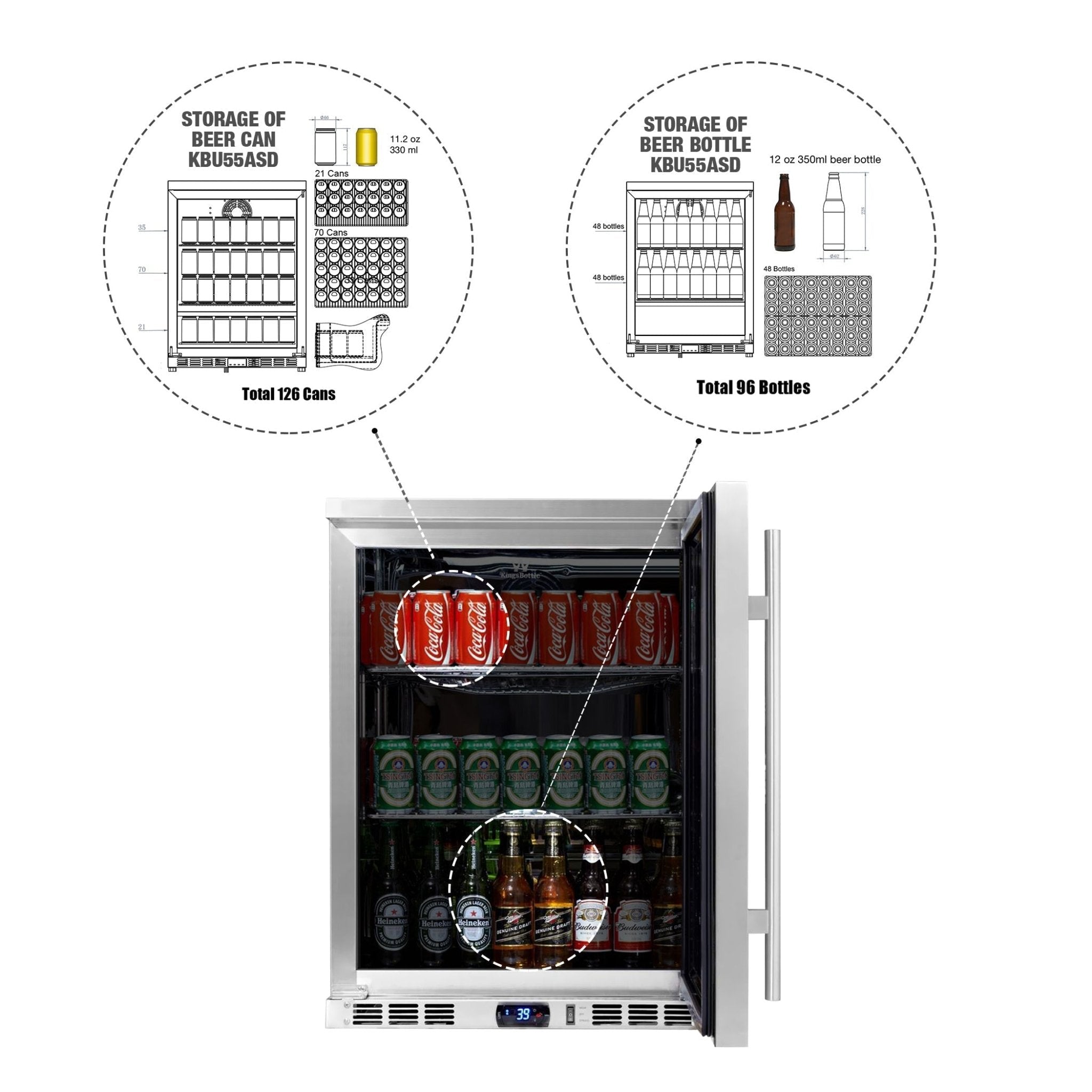 Kingsbottle 24 Inch Outdoor Beer Fridge Cooler Stainless Steel - Beverage Coolers by KingsBottle | Buy at Agent BBQ