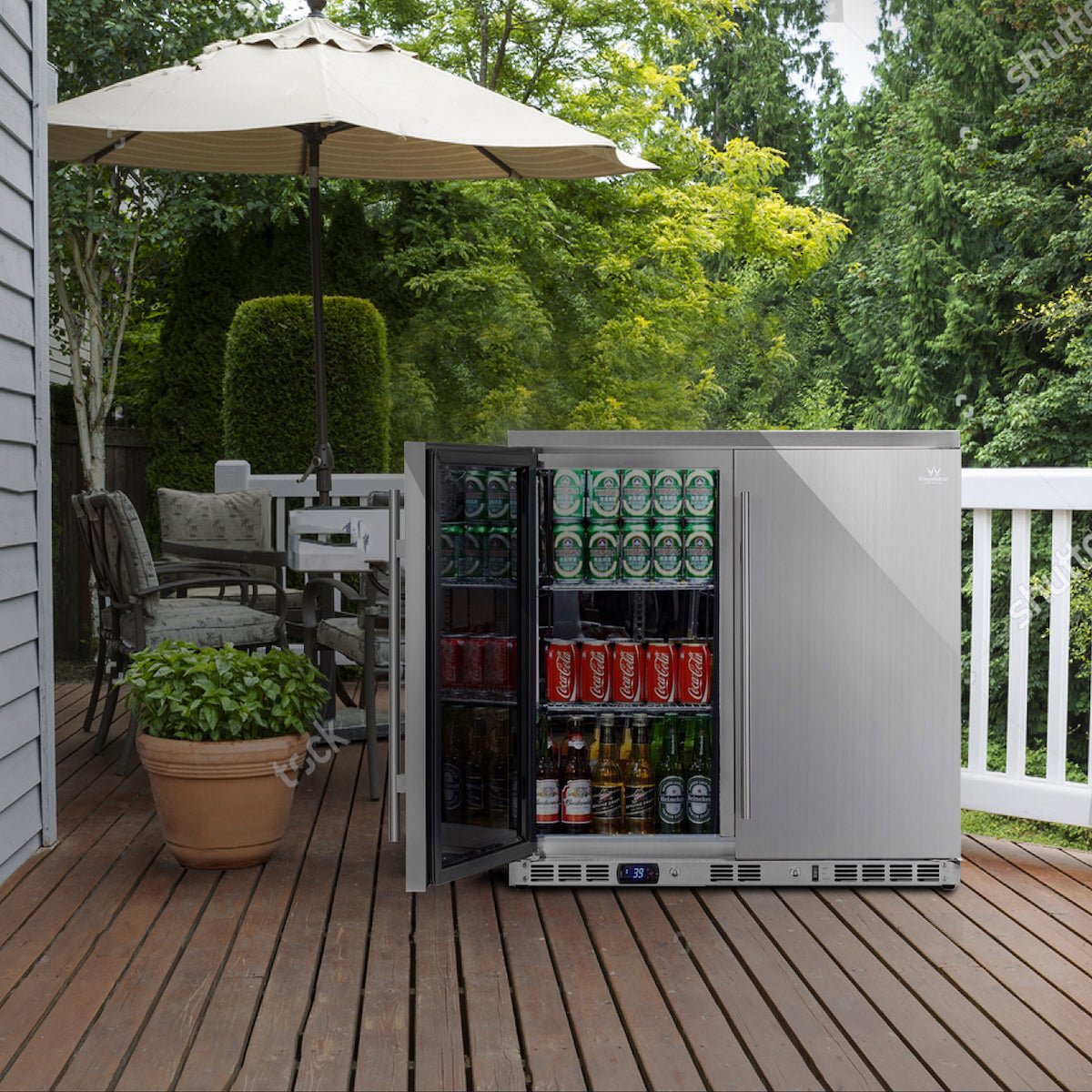 Kingsbottle 36 Inch Double Door Outdoor Stainless Steel Refrigerator - Beverage Coolers by KingsBottle | Buy at Agent BBQ