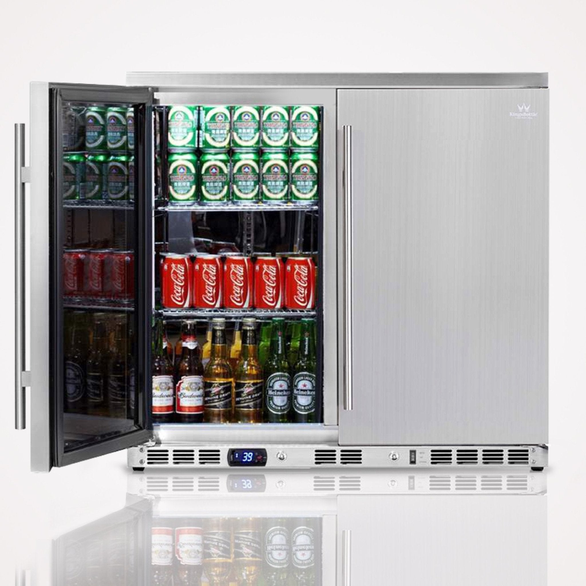 Kingsbottle 36 Inch Double Door Outdoor Stainless Steel Refrigerator - Beverage Coolers by KingsBottle | Buy at Agent BBQ