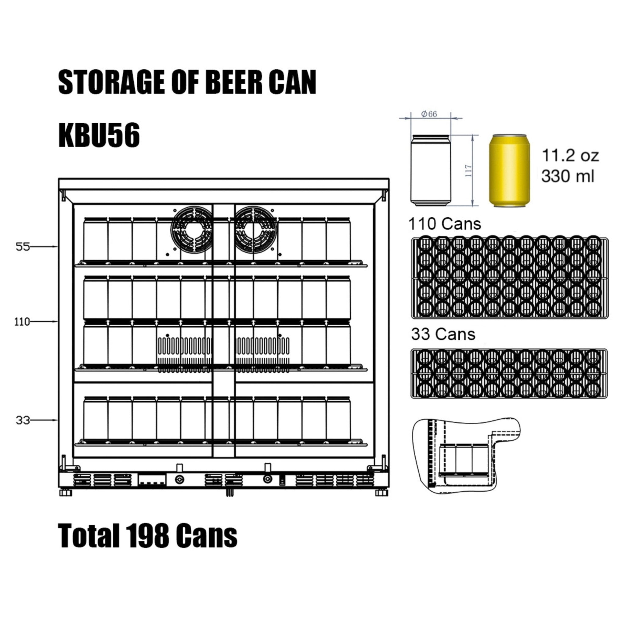 KingsBottle 36 - Inch Heating Glass Dual Door Built In Beverage Fridge - Refrigerators by KingsBottle | Buy at Agent BBQ