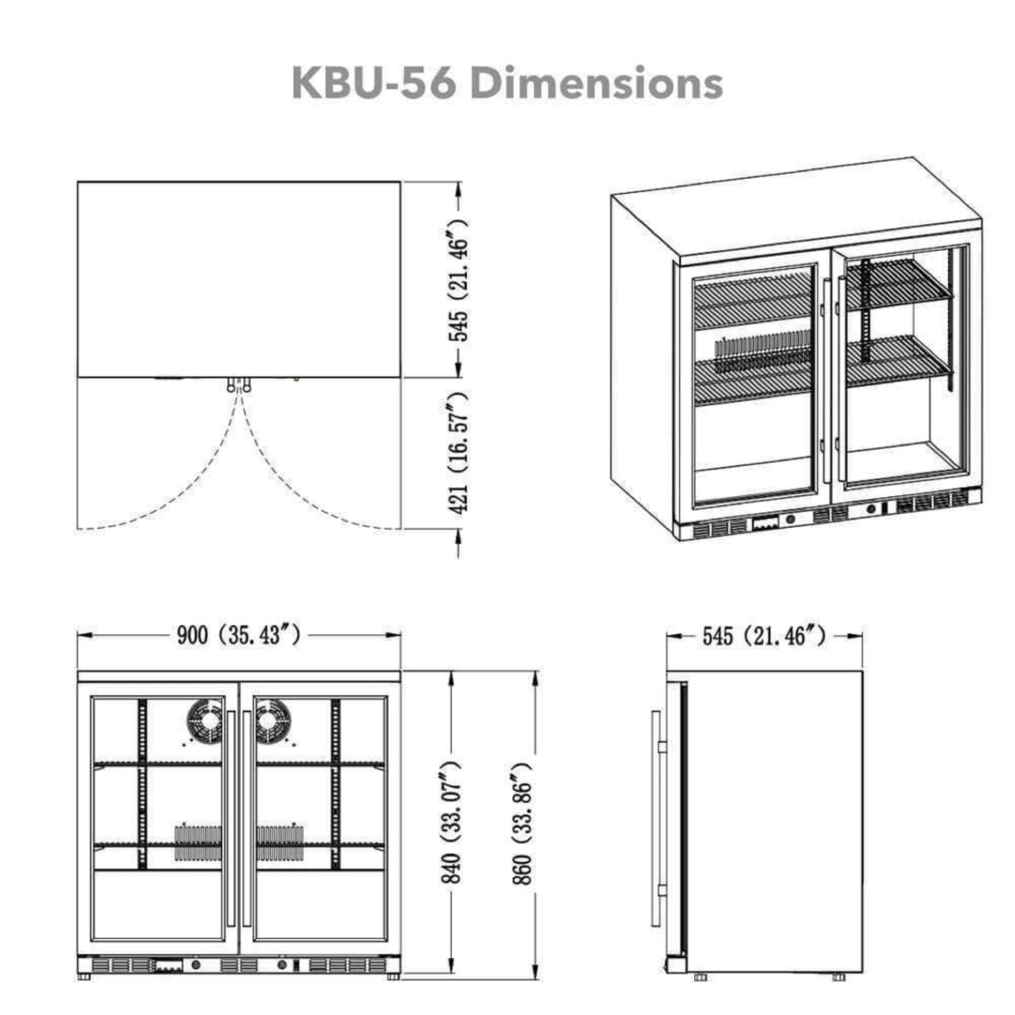 KingsBottle 36 - Inch Heating Glass Dual Door Built In Beverage Fridge - Refrigerators by KingsBottle | Buy at Agent BBQ