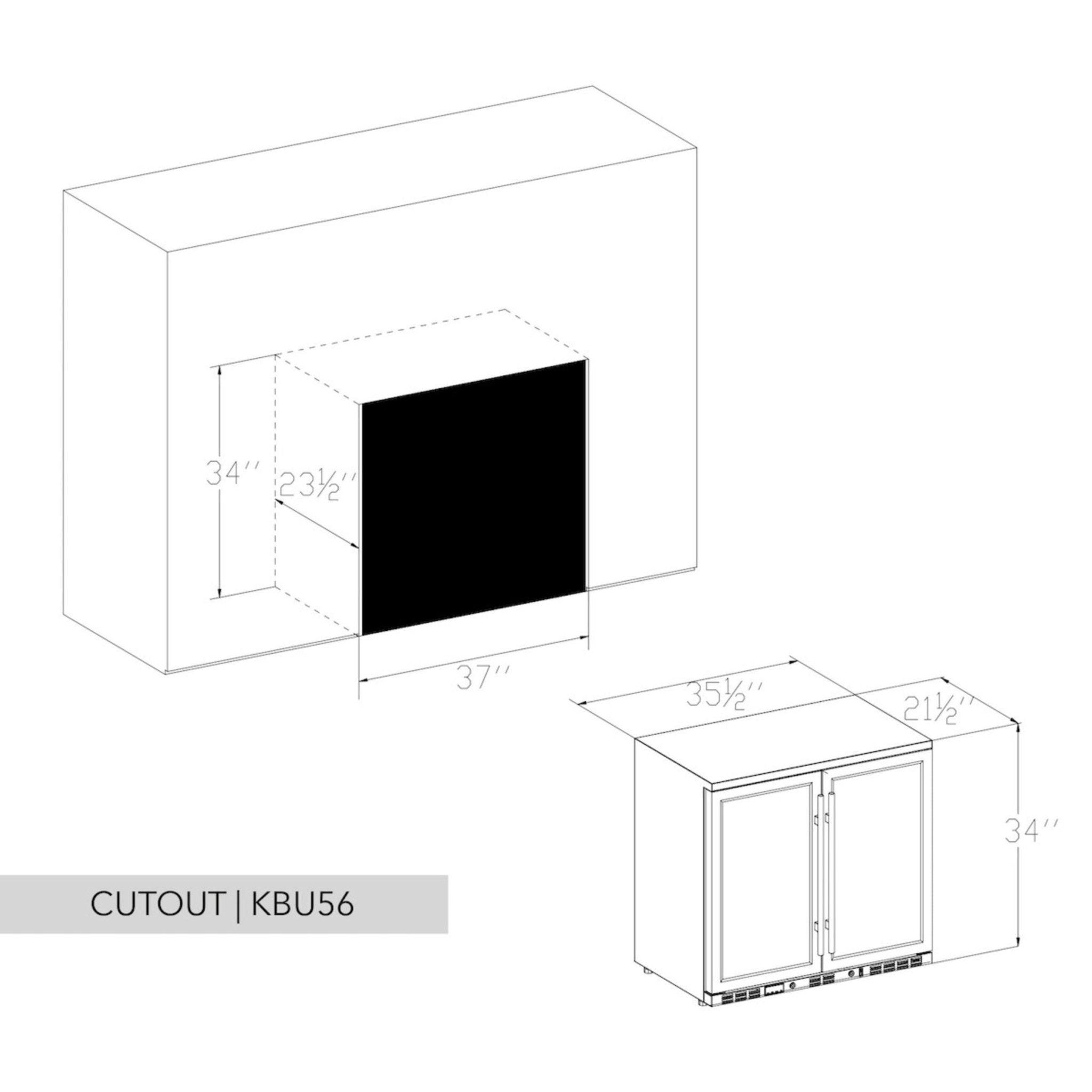 KingsBottle 36 - Inch Heating Glass Dual Door Built In Beverage Fridge - Refrigerators by KingsBottle | Buy at Agent BBQ