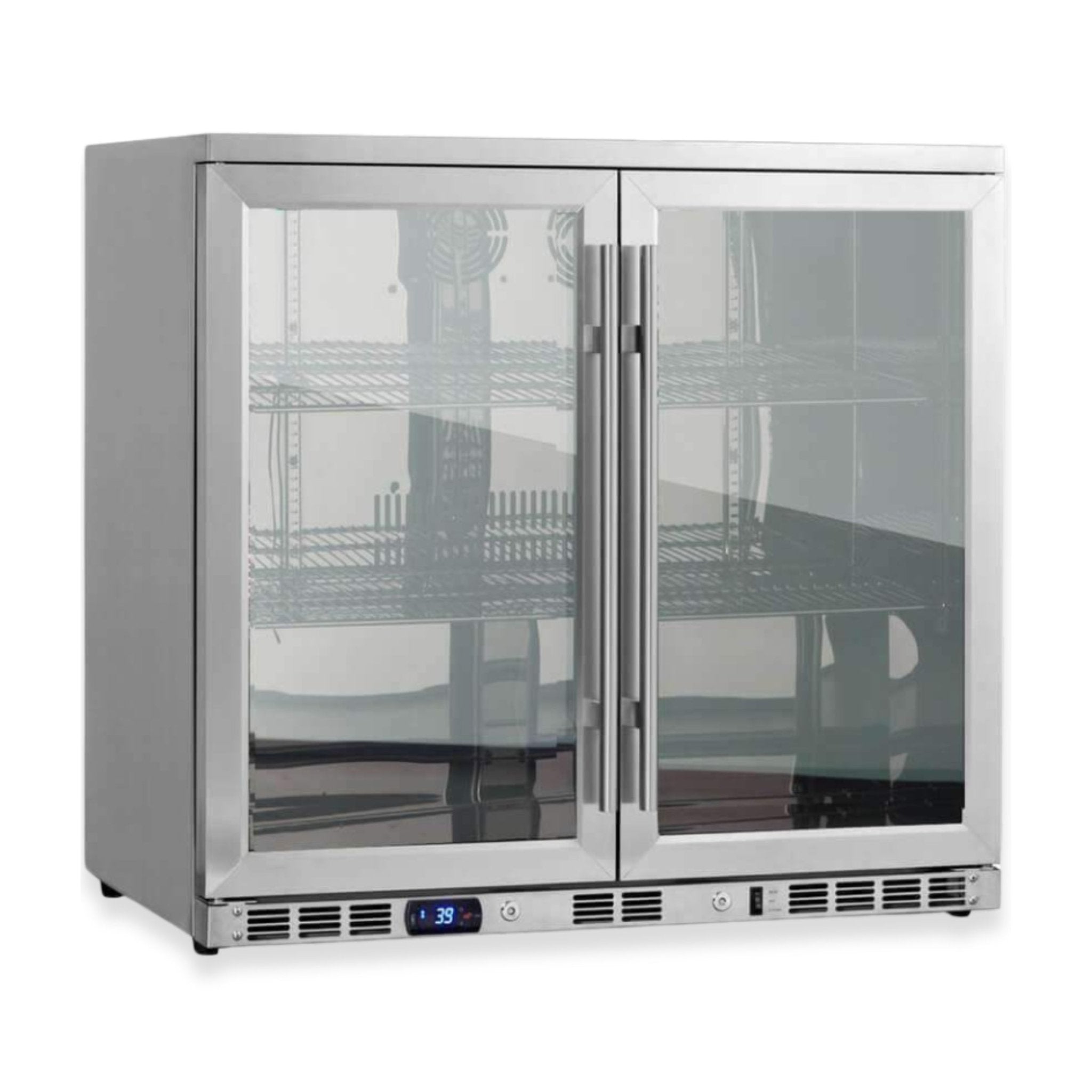 KingsBottle 36 - Inch Heating Glass Dual Door Built In Beverage Fridge - Refrigerators by KingsBottle | Buy at Agent BBQ