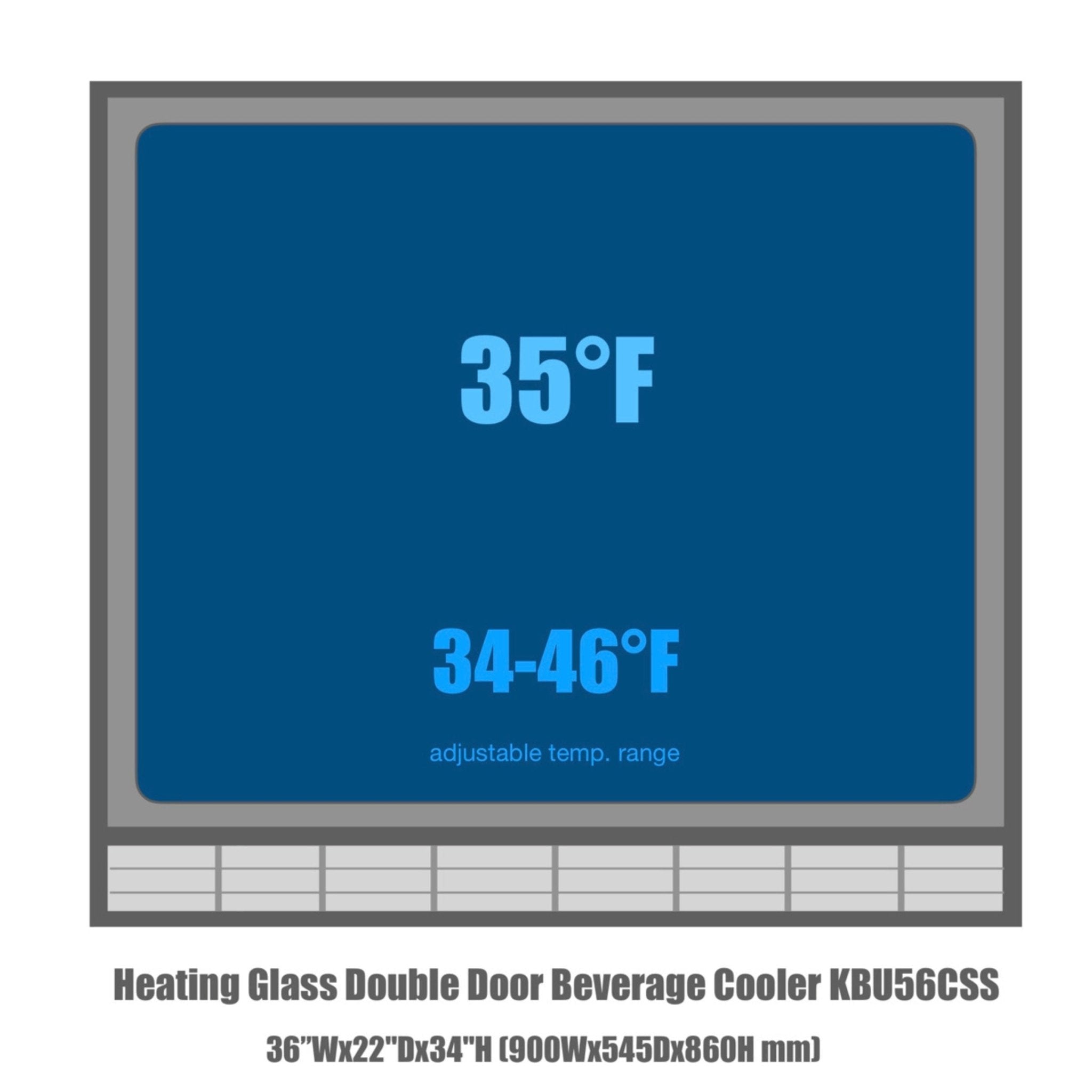KingsBottle 36 - Inch Heating Glass Dual Door Built In Beverage Fridge - Refrigerators by KingsBottle | Buy at Agent BBQ