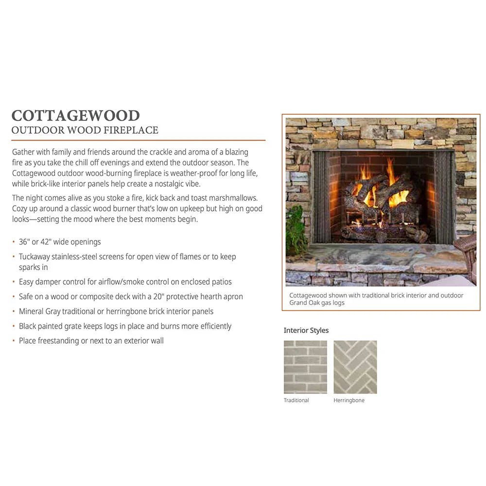 Majestic Cottagewood 42 - Inch Outdoor Wood Burning Fireplace - Wood Burning Fireplace by Majestic | Buy at Agent BBQ