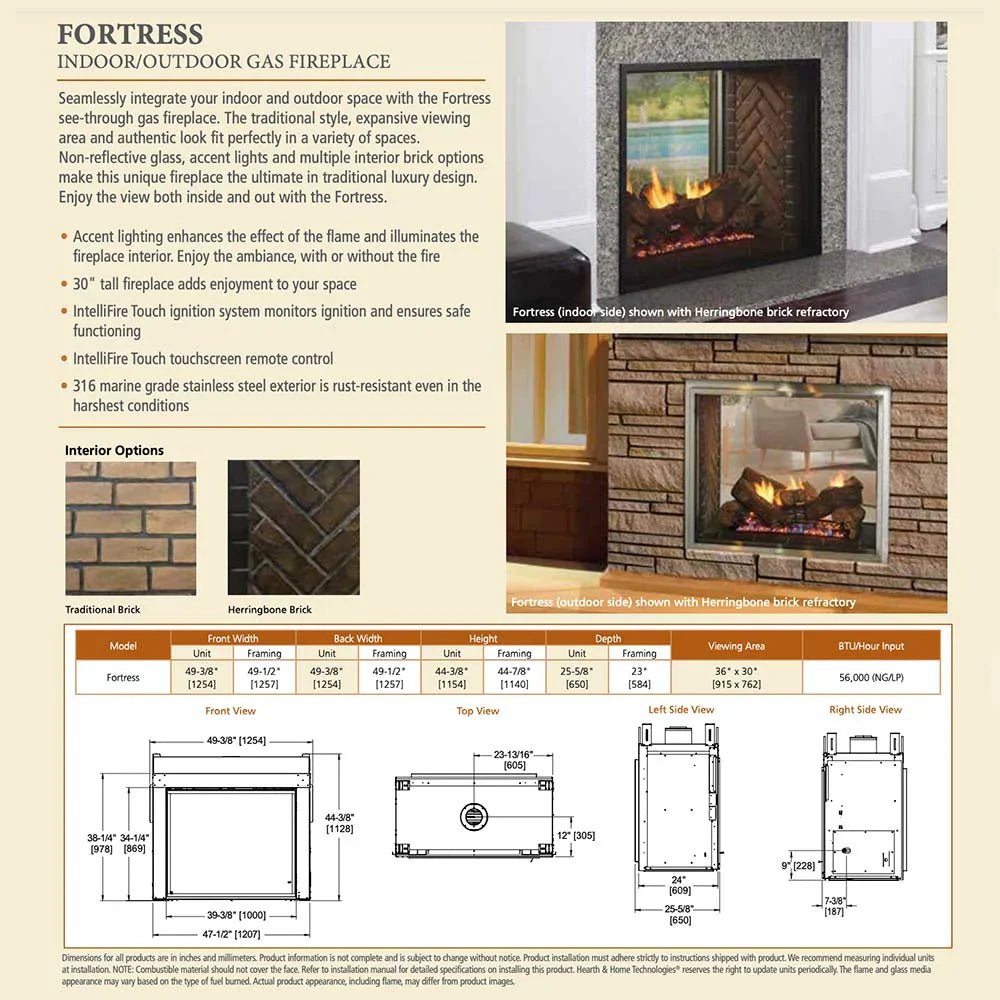 Majestic Fortress 36 - Inch Indoor/Outdoor See Thru Vent Free Gas Fireplace - Gas Fireplace by Majestic | Buy at Agent BBQ
