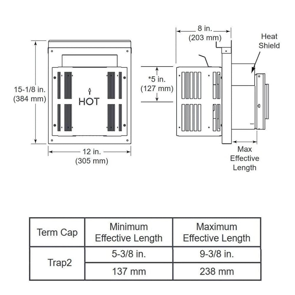 Majestic Horizontal Termination Cap with Long Flue - by Majestic | Buy at Agent BBQ